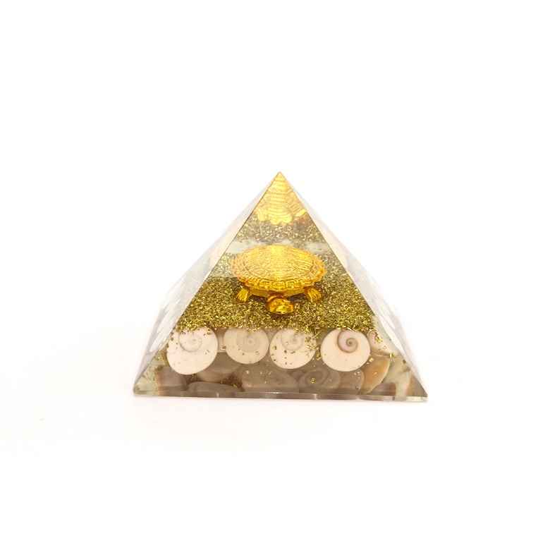 Gomti Chakra Orgone Pyramid with Tortoise - Image 5