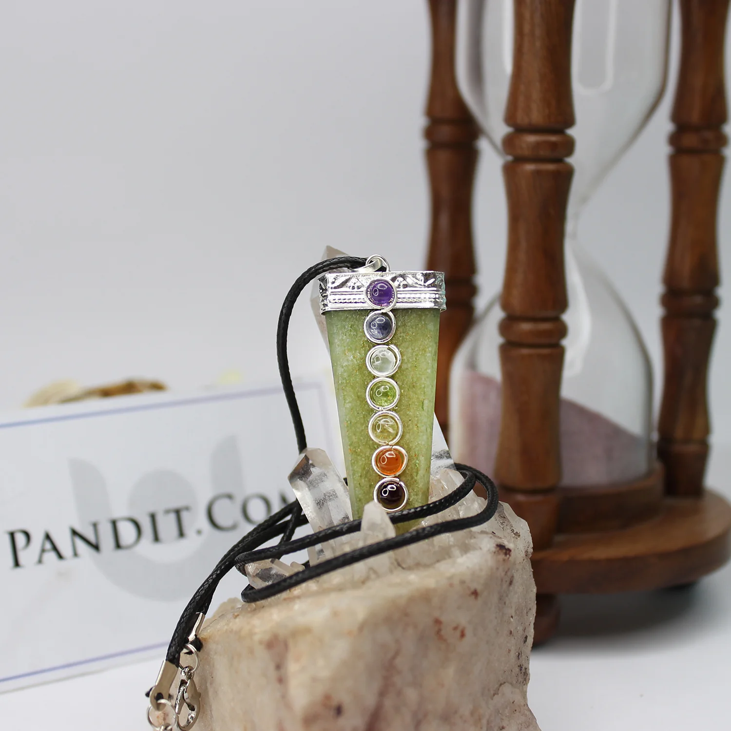 Green Aventurine 7 Chakra Pencil Pendant - Image 2