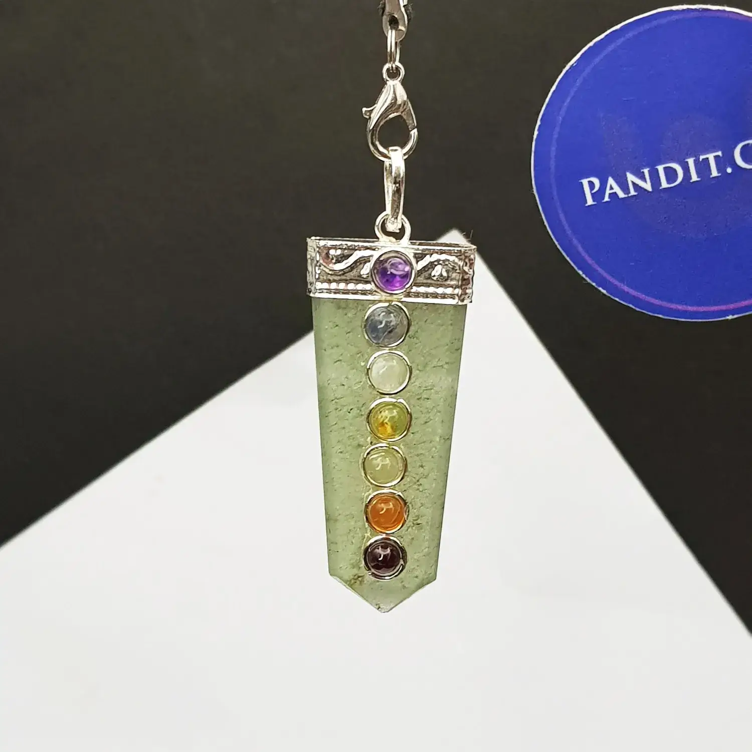 Green Aventurine 7 Chakra Pencil Pendant - Image 3
