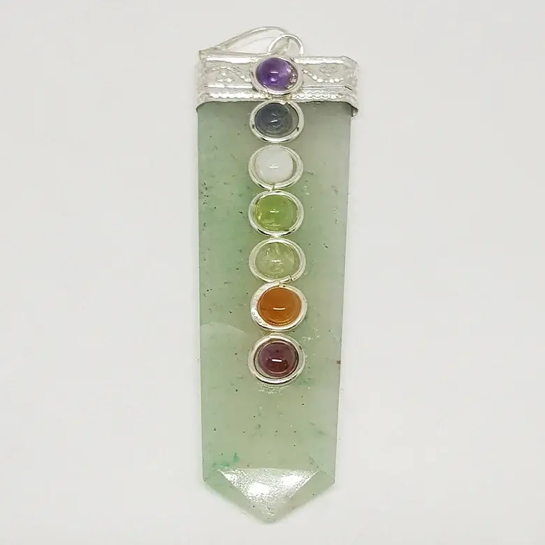 Green Aventurine 7 Chakra Pencil Pendant - Image 4
