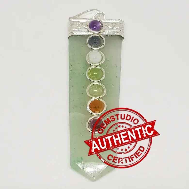 Green Aventurine 7 Chakra Pencil Pendant - Image 5