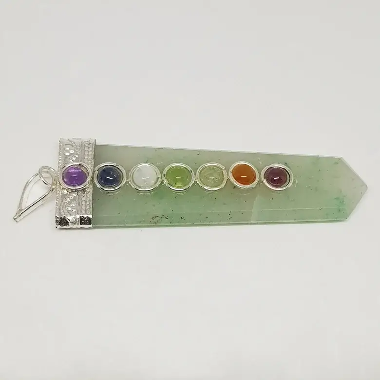 Green Aventurine 7 Chakra Pencil Pendant - Image 6