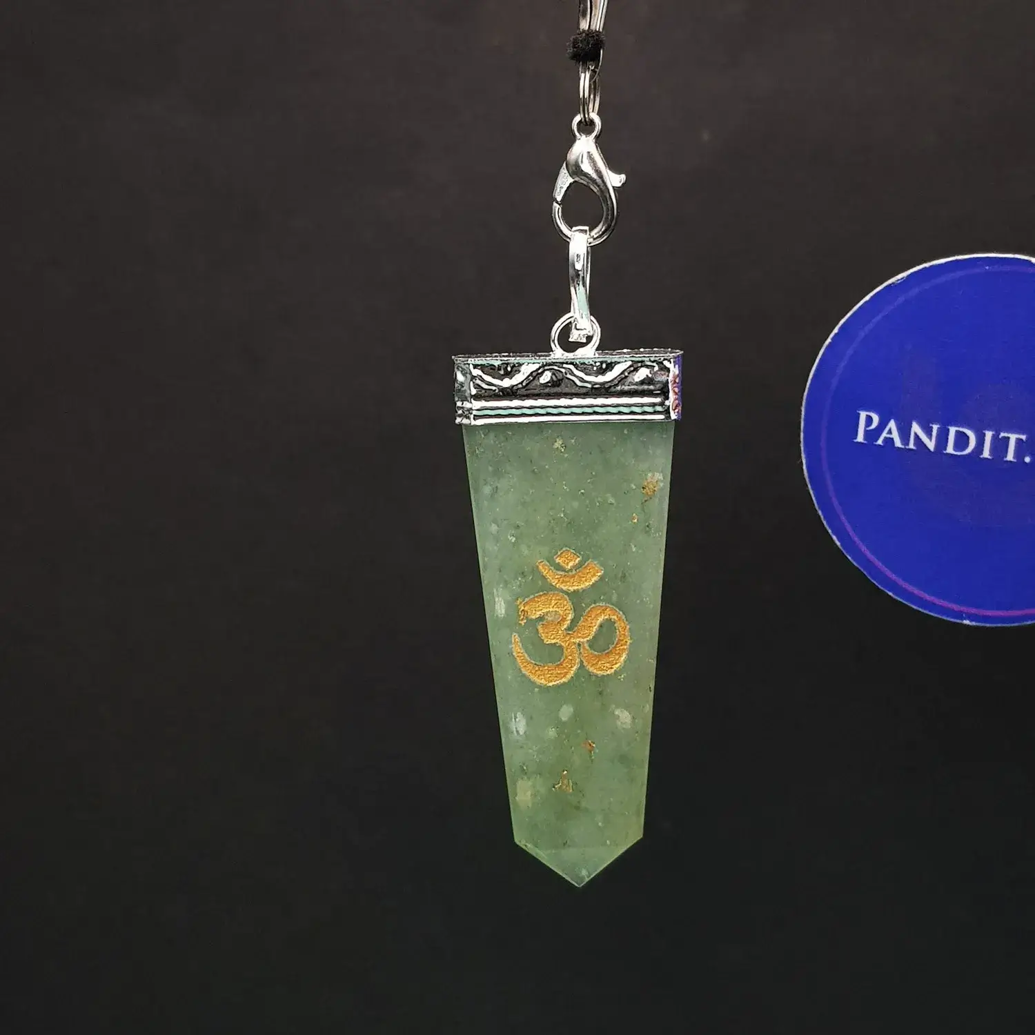 Green Aventurine Om Pencil Pendant - Image 3