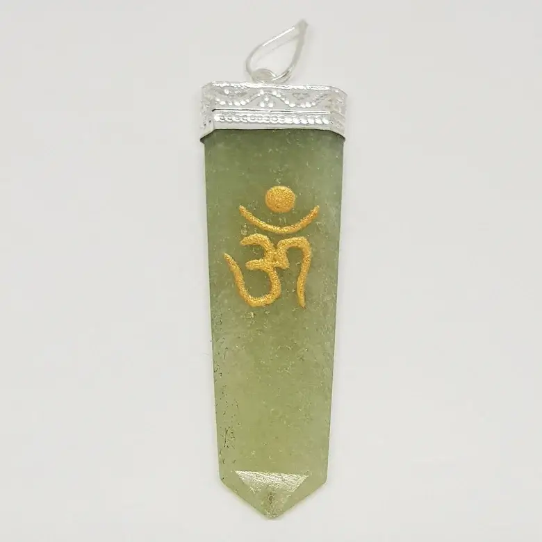 Green Aventurine Om Pencil Pendant - Image 4