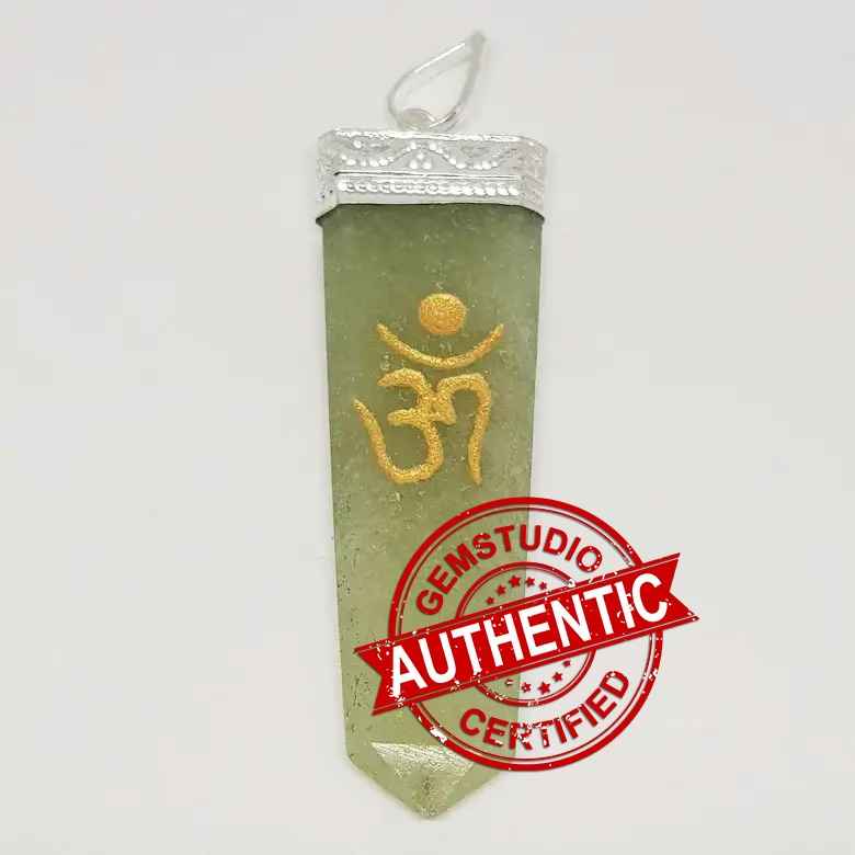 Green Aventurine Om Pencil Pendant - Image 5
