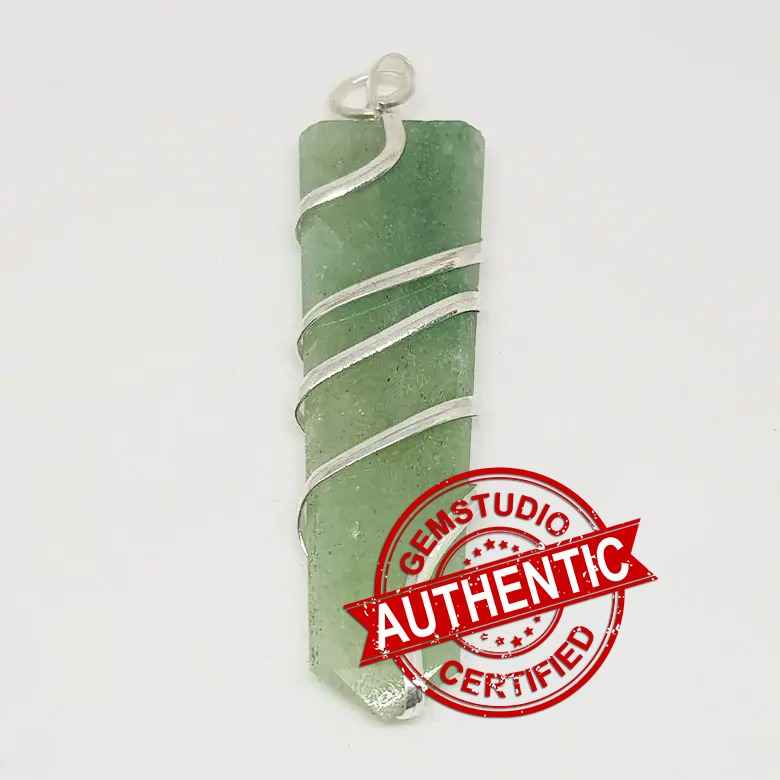 Green Aventurine Spiral Pencil Pendant - Image 4