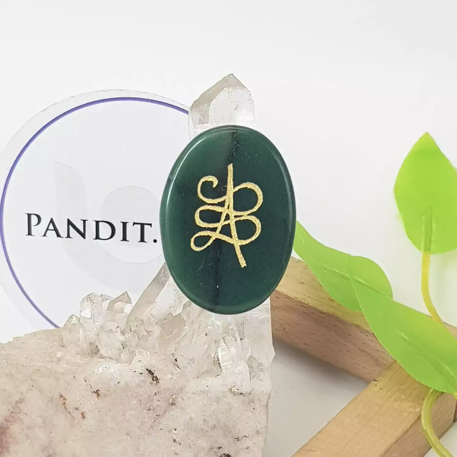 Green Aventurine Zibu Symbol Coin - Image 4