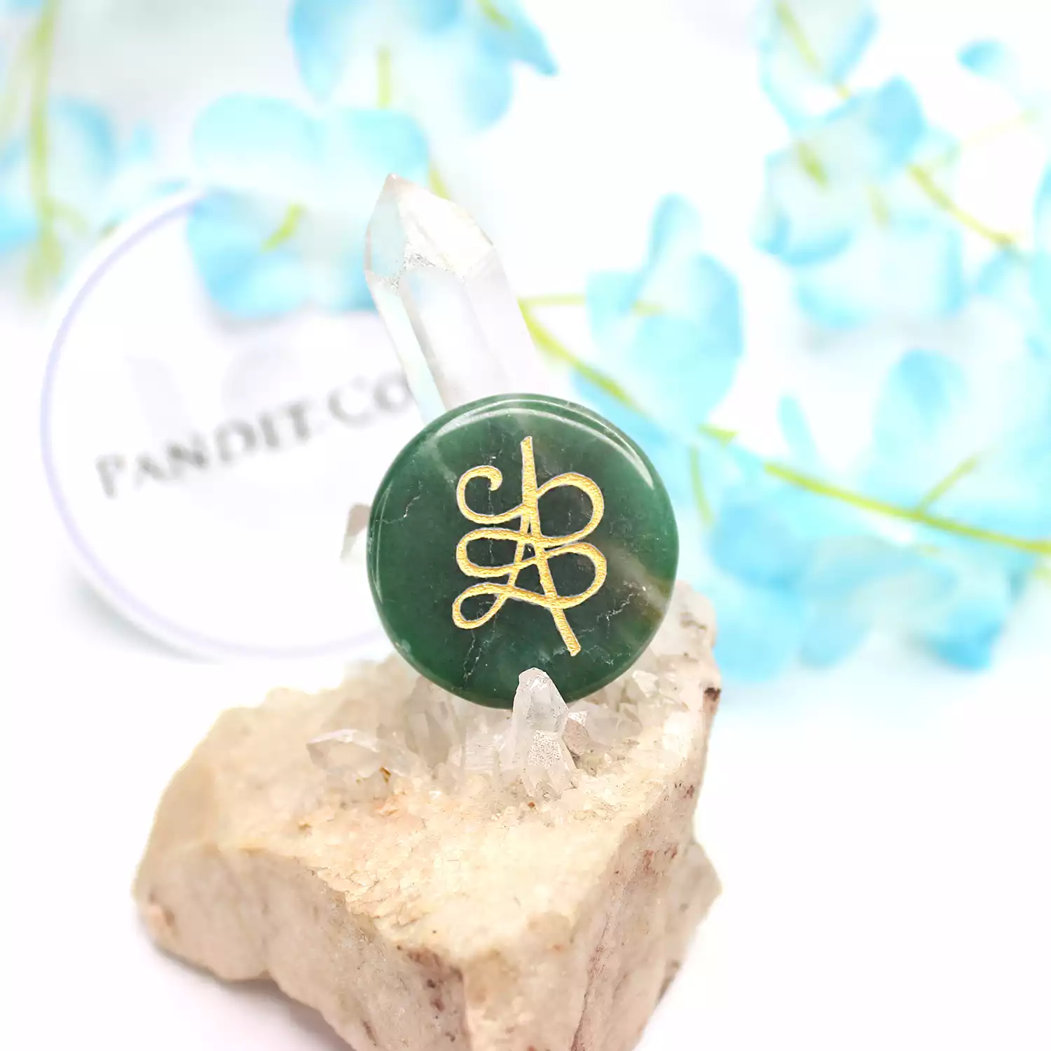 Green Aventurine Zibu Symbol Coin - Image 9