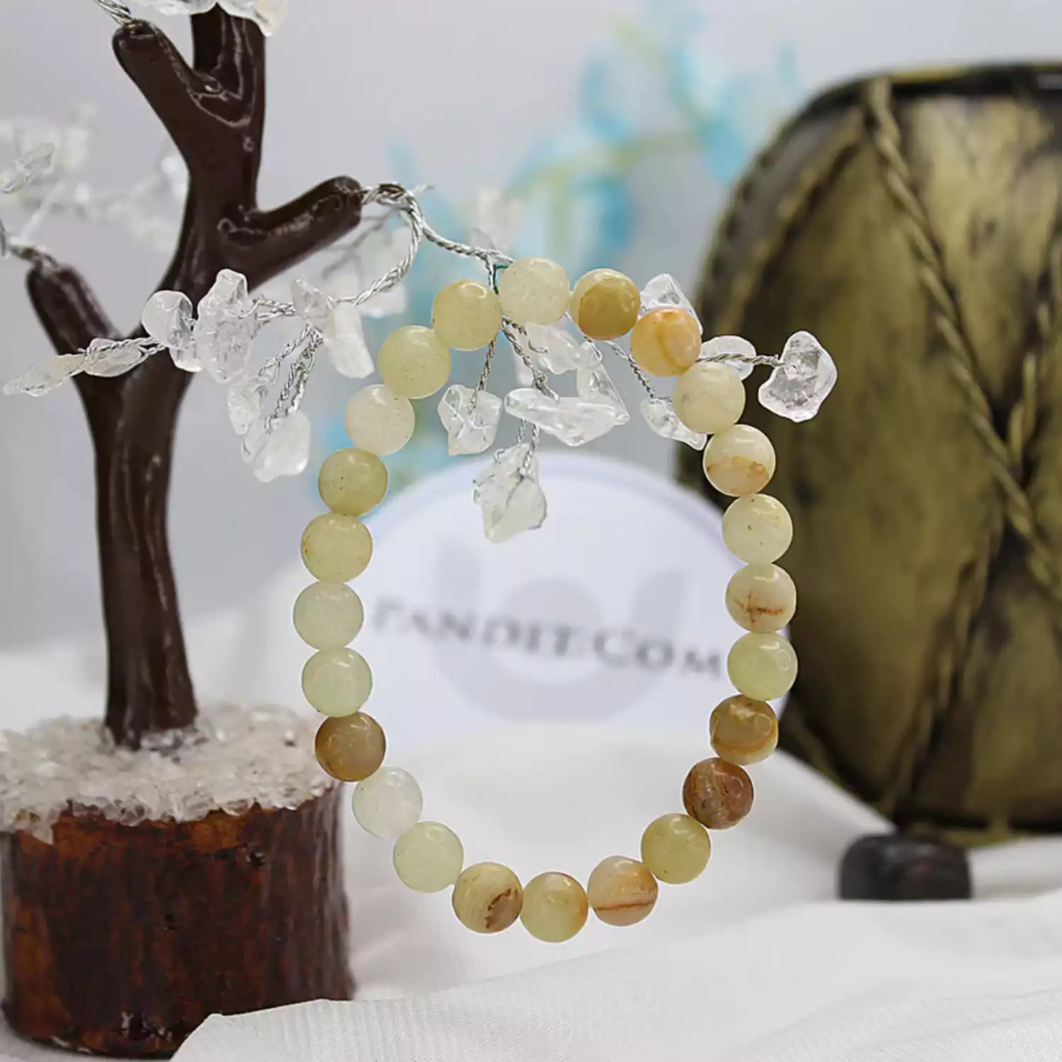 Green Calcite Bracelet - For Stress Relief and Improves Sleep - Image 2