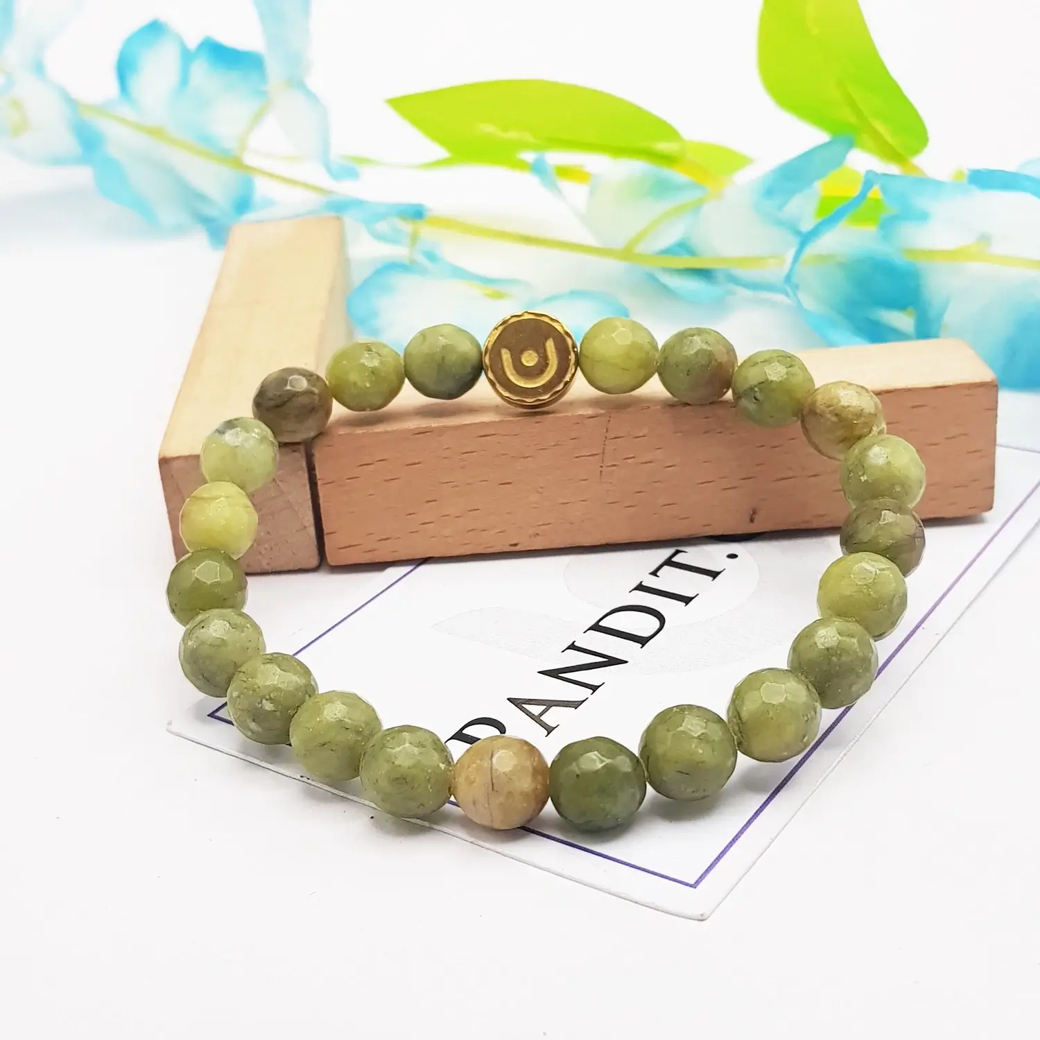 Green Jade Diamond Cut Bracelet - For Academic Success - Image 2