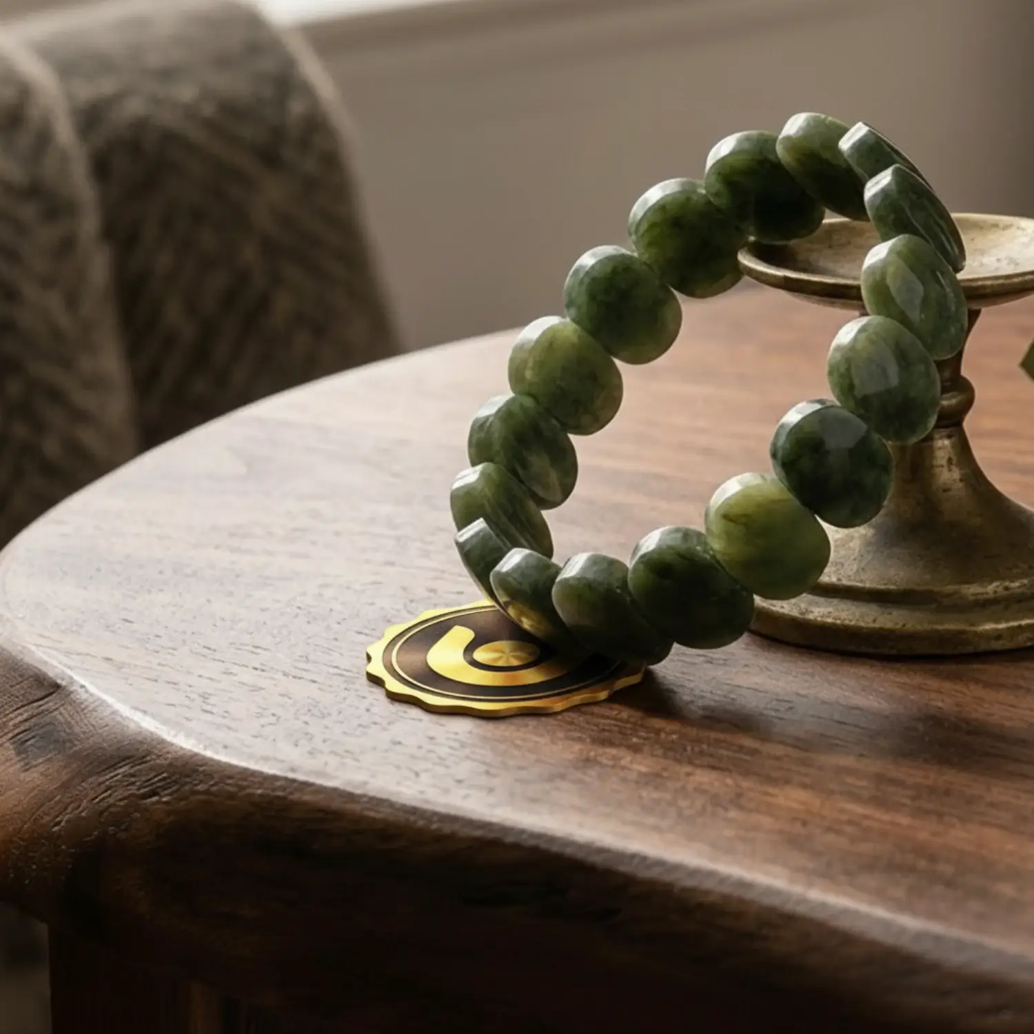 Green Jade Oval Faceted Bracelet - To Improve Communications - Image 3