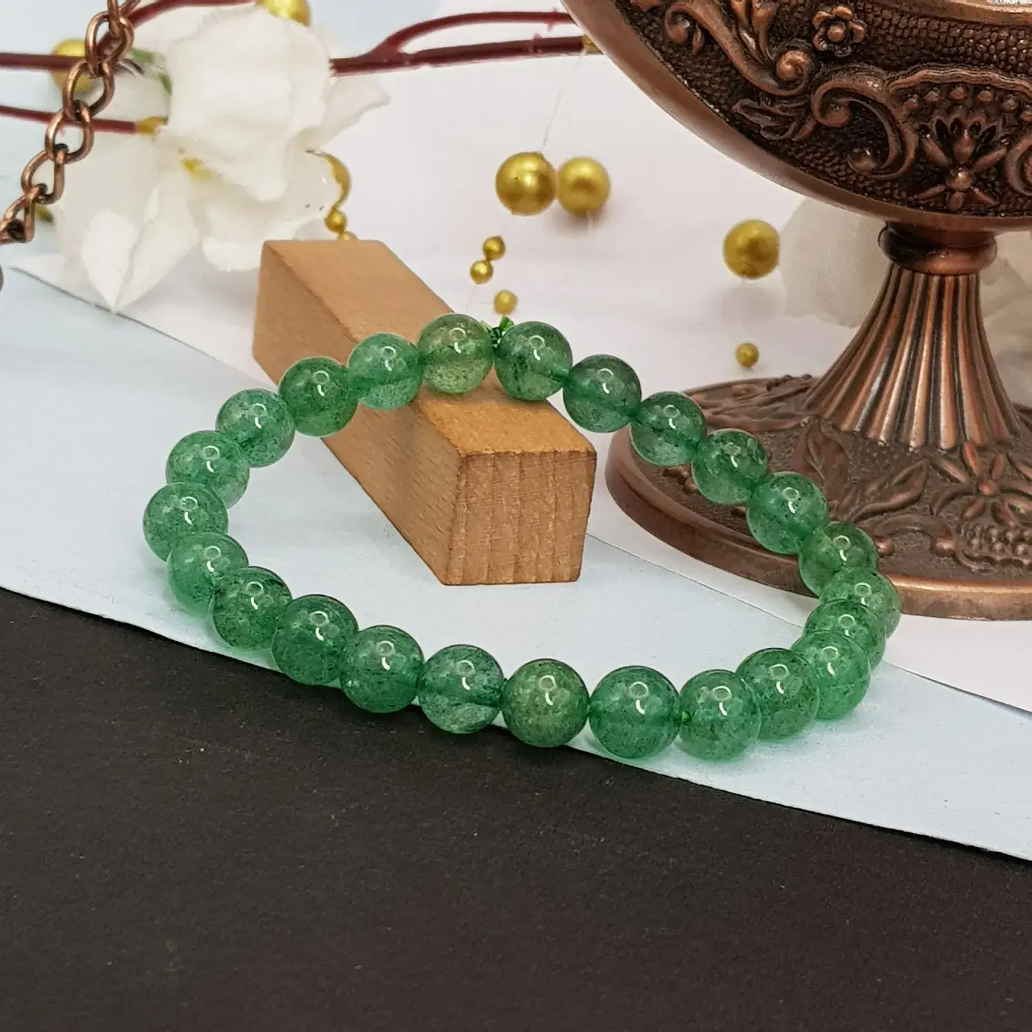 Green Strawberry Bracelet - For Good Health and Creativity