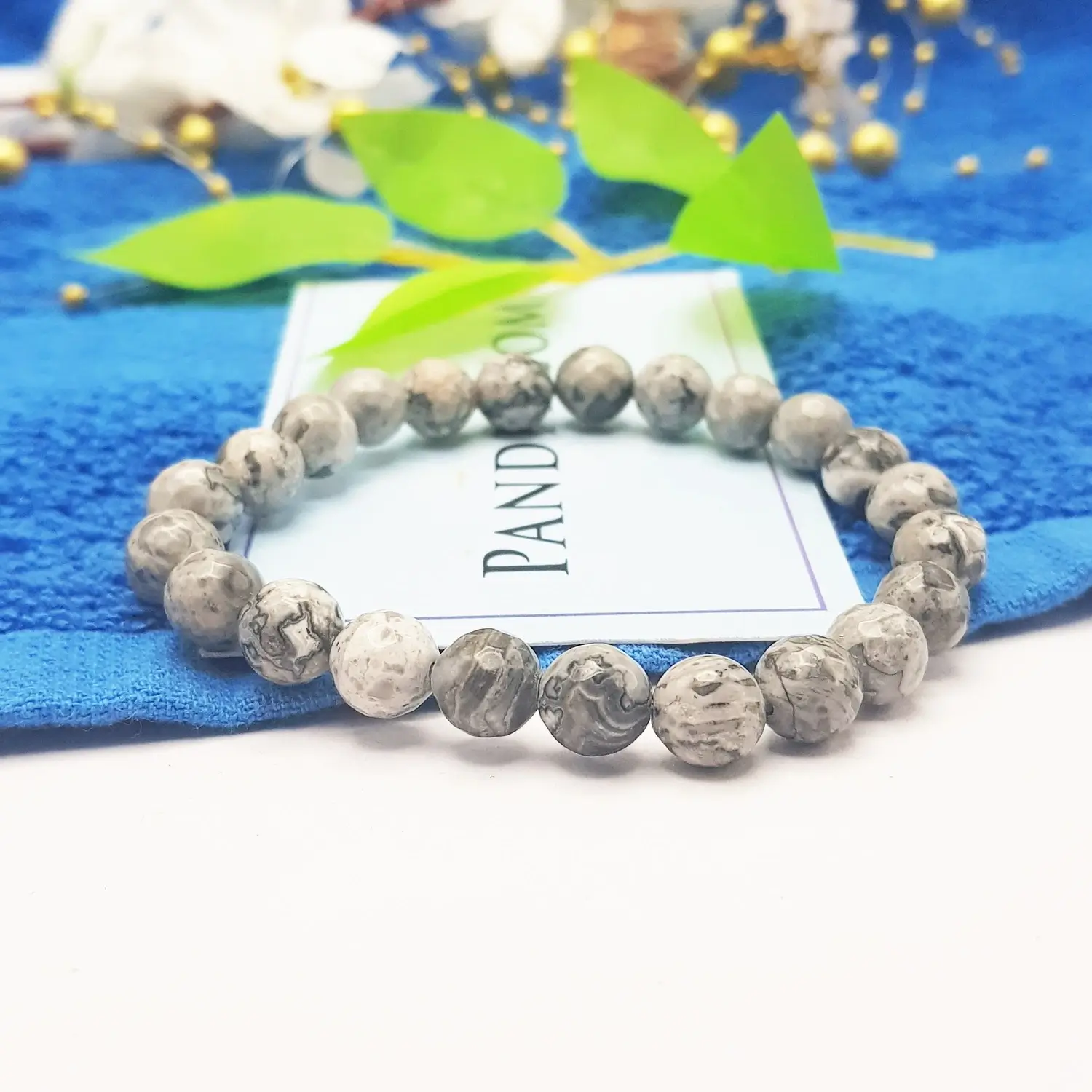 Grey Jasper Diamond Cut Bracelet - To Give Wisdom & Money