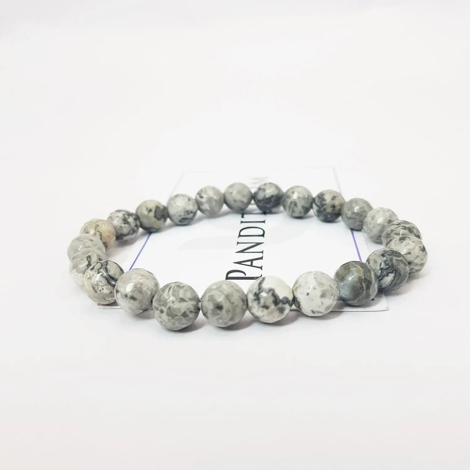 Grey Jasper Diamond Cut Bracelet - To Give Wisdom & Money - Image 3