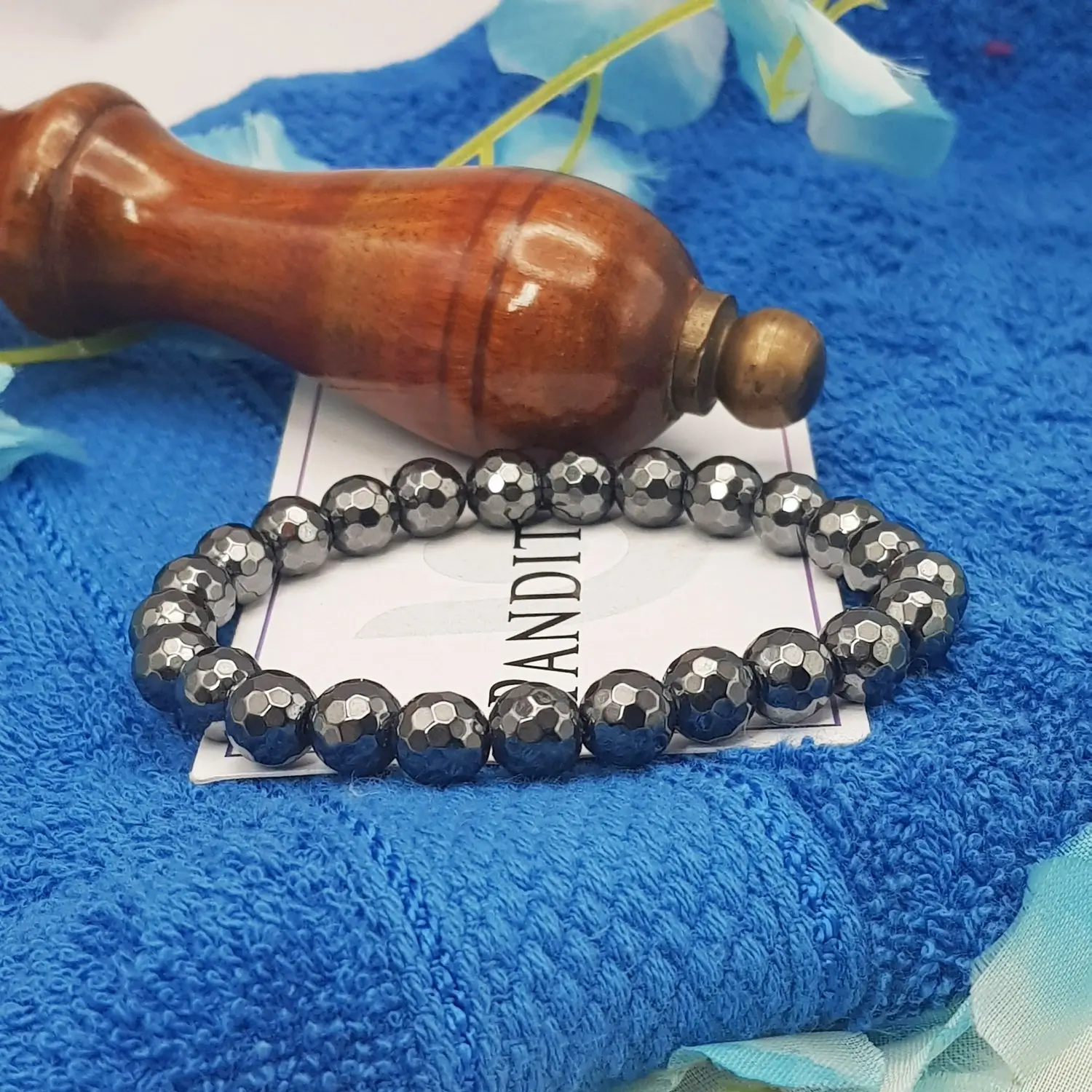 Hematite Diamond Cut Bracelet - To Regulate Income Flow