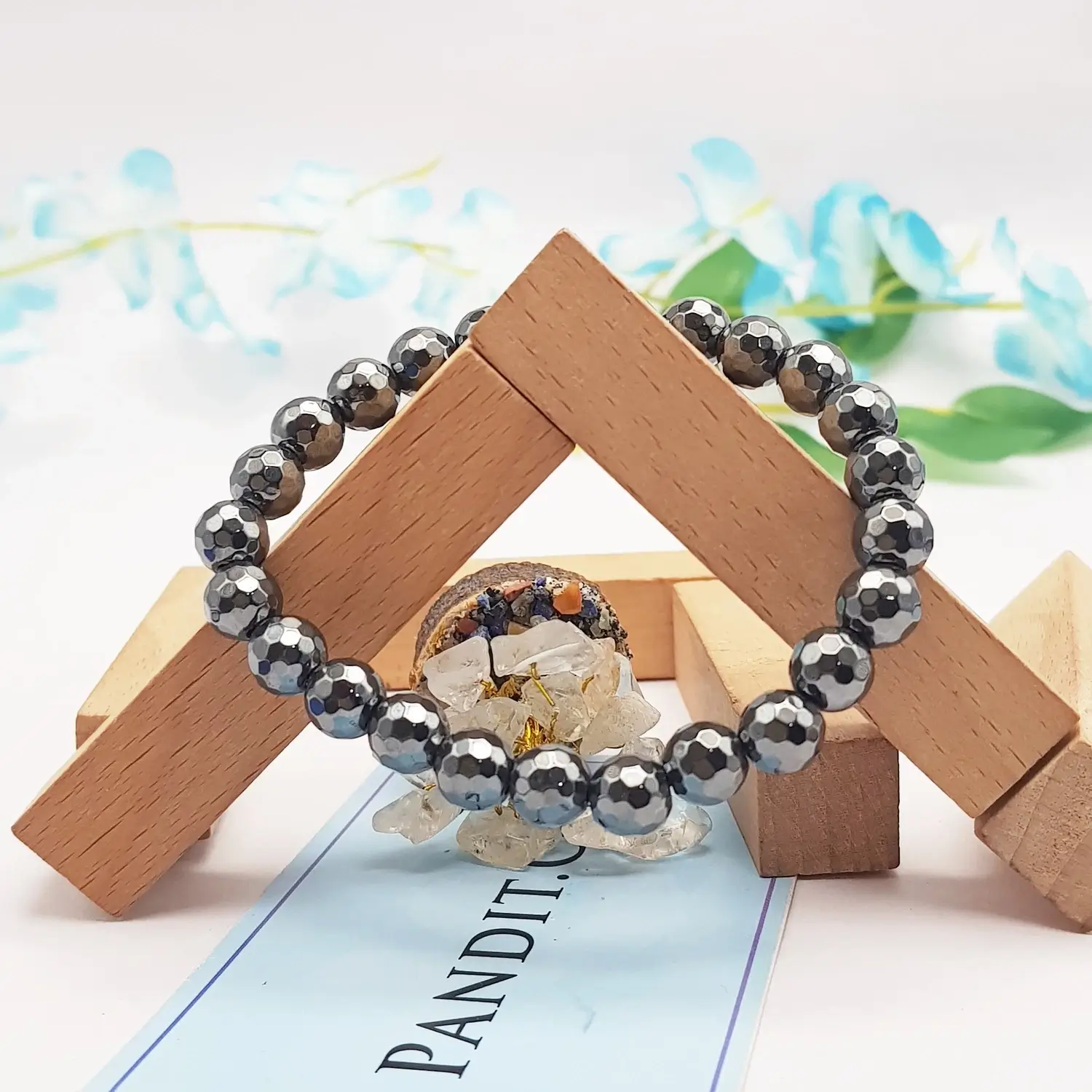 Hematite Diamond Cut Bracelet - To Regulate Income Flow - Image 2