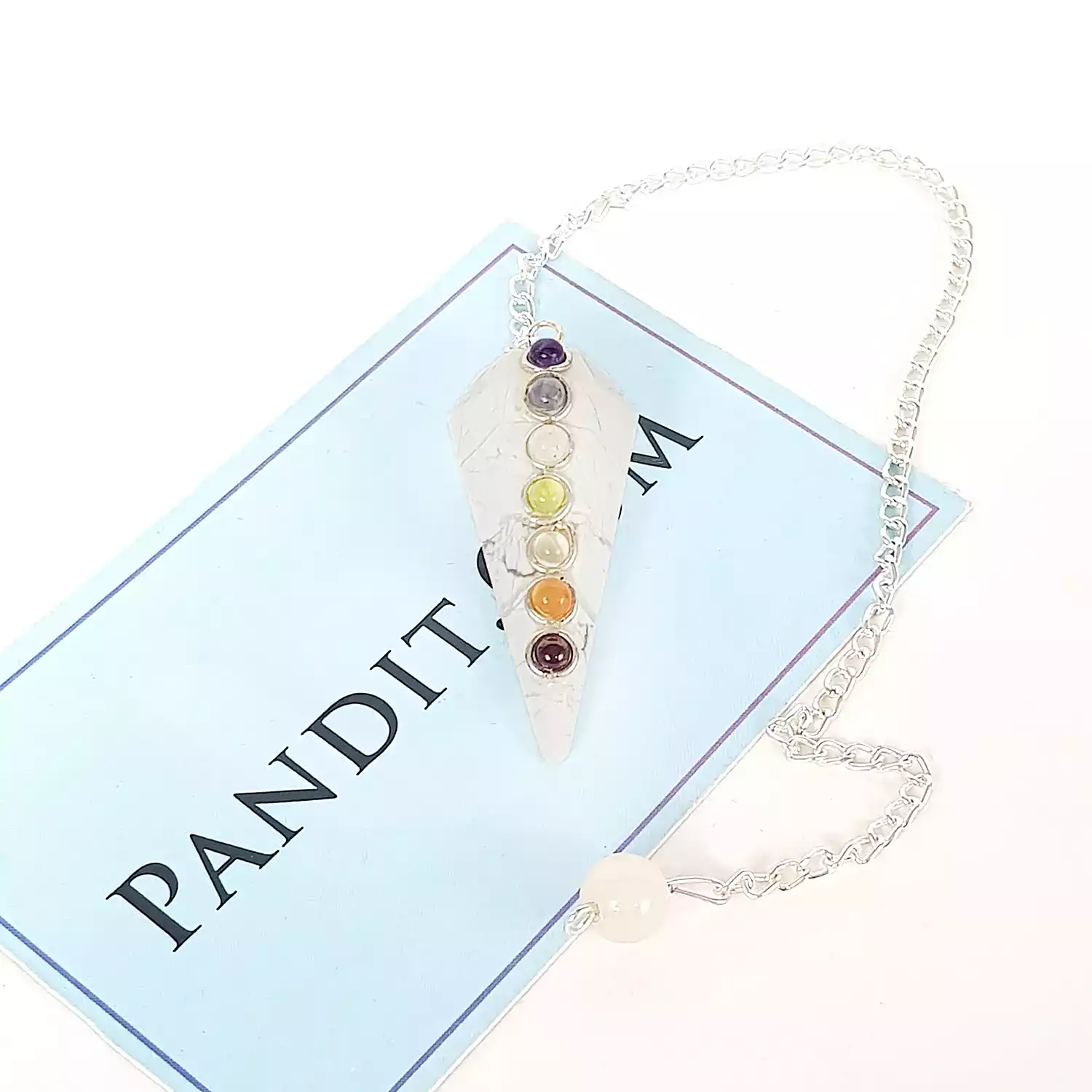 Howlite 7 Chakra Dowsing Pendulum - To Detect Negative Aura - Image 5