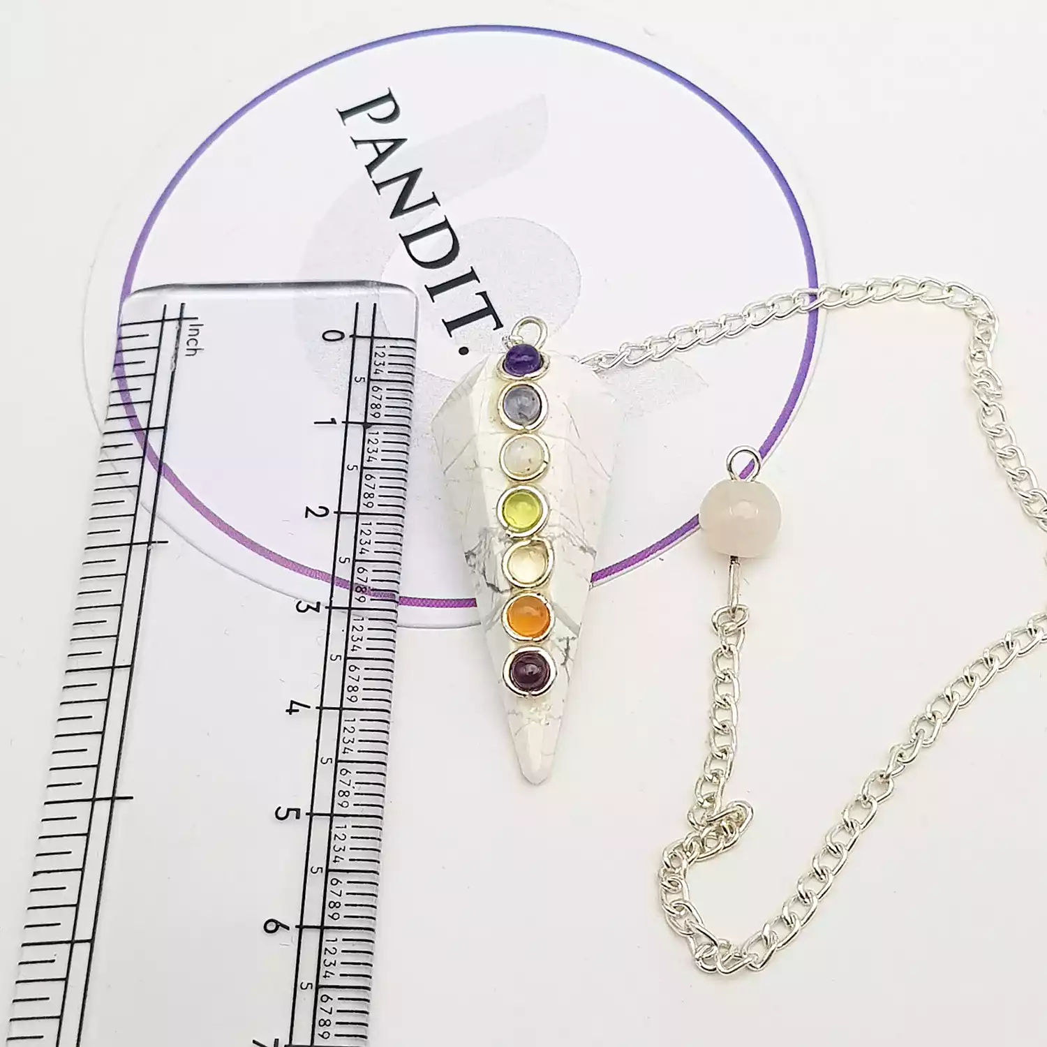 Howlite 7 Chakra Dowsing Pendulum - To Detect Negative Aura - Image 6