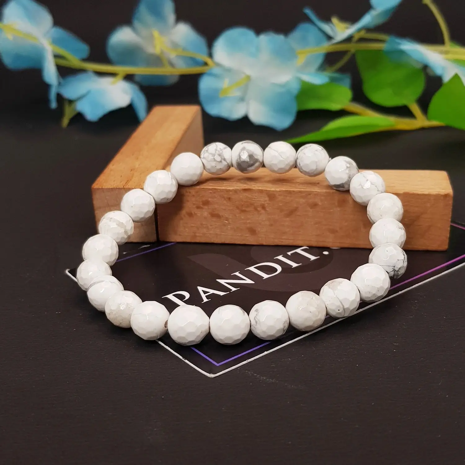Howlite Diamond Cut Bracelet - To Regulate Income and Beauty - Image 2