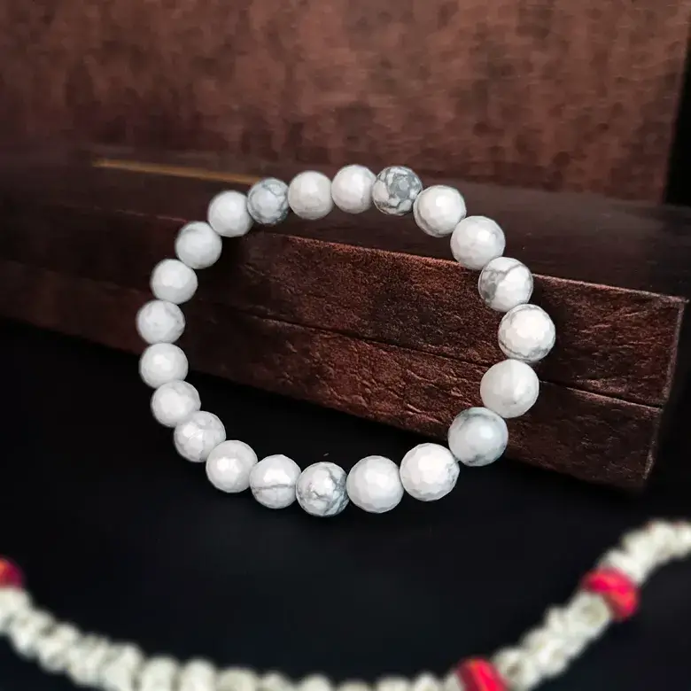 Howlite Diamond Cut Bracelet - To Regulate Income and Beauty - Image 4