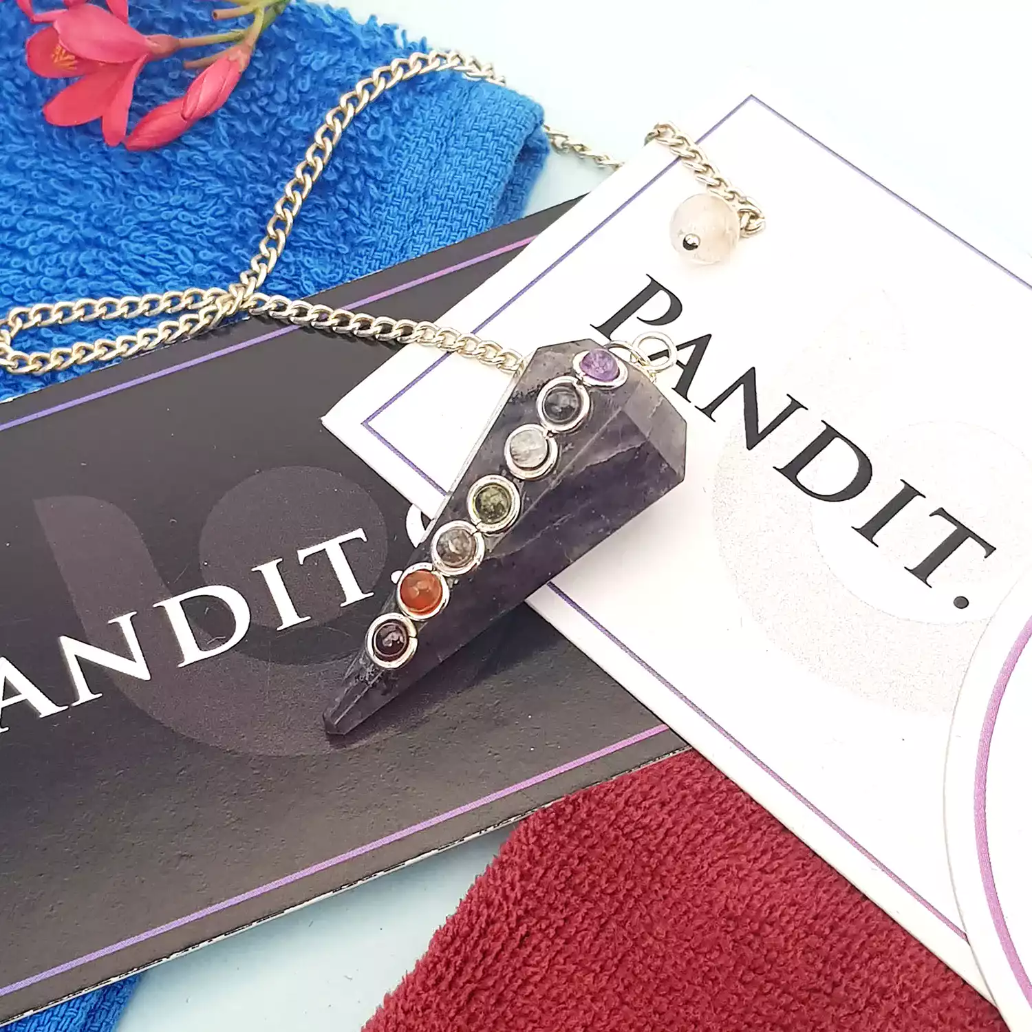 Iolite 7 Chakra Dowsing Pendulum - For Consciousness & Growth