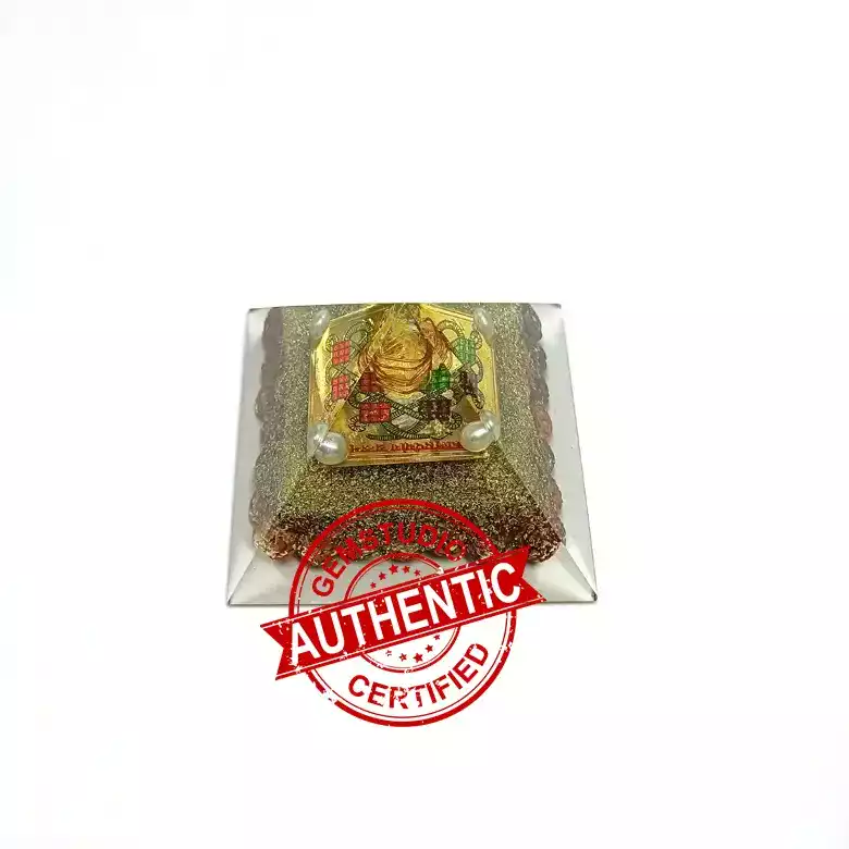 Kaal Sarp Yog Pyramid Yantra with 5 Mukhi Rudraksha Beads - Image 2
