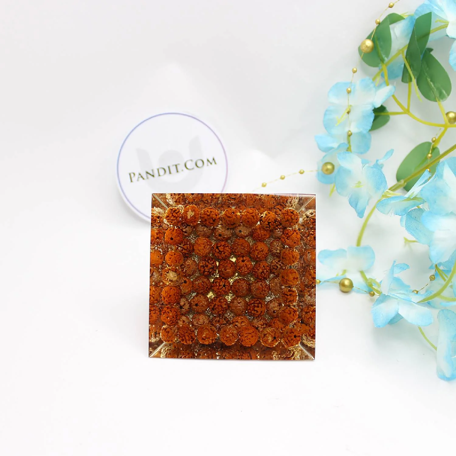 Kaal Sarp Yog Pyramid Yantra with 5 Mukhi Rudraksha Beads - Image 3
