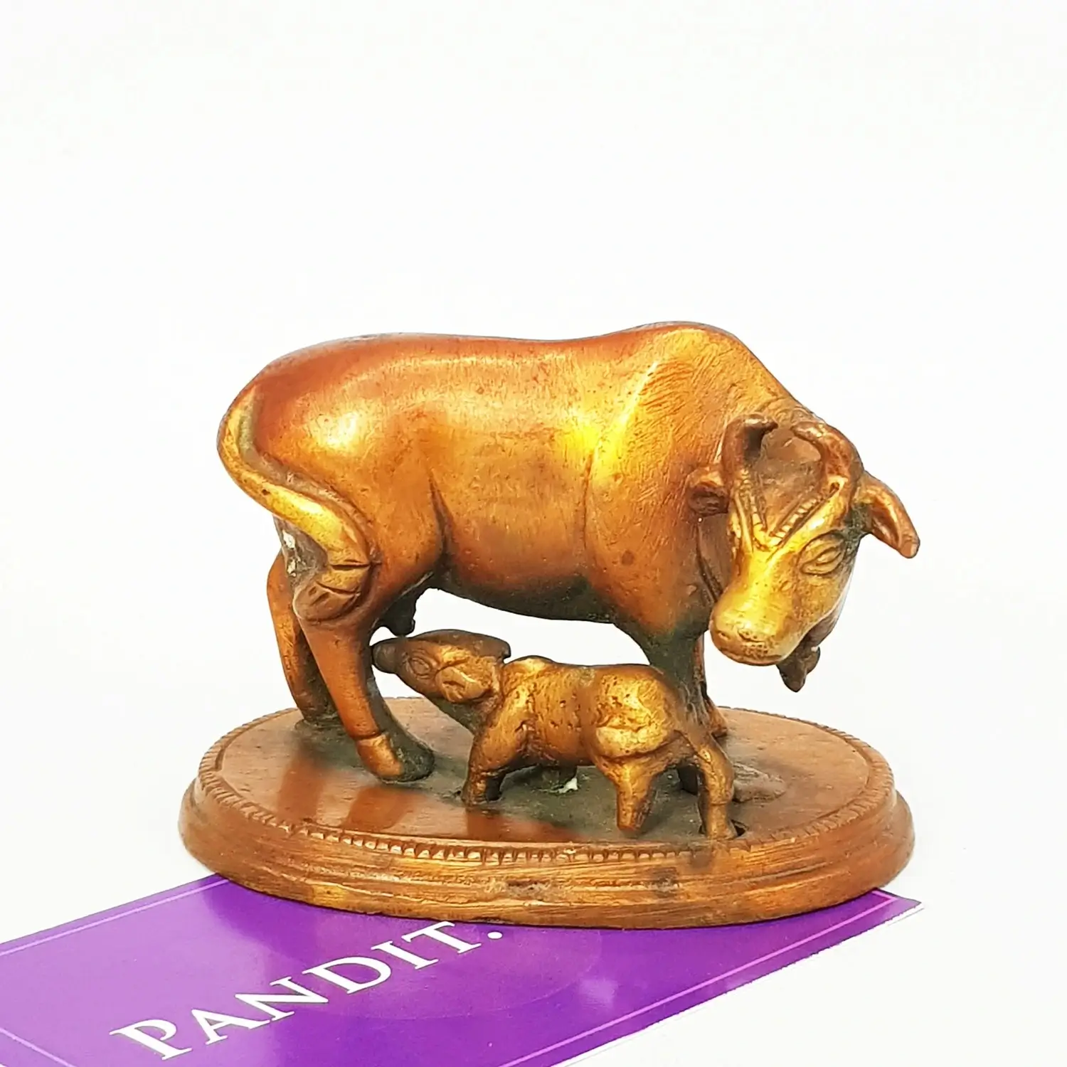 Kamdhenu Cow with Calf Brass Idol - Image 3