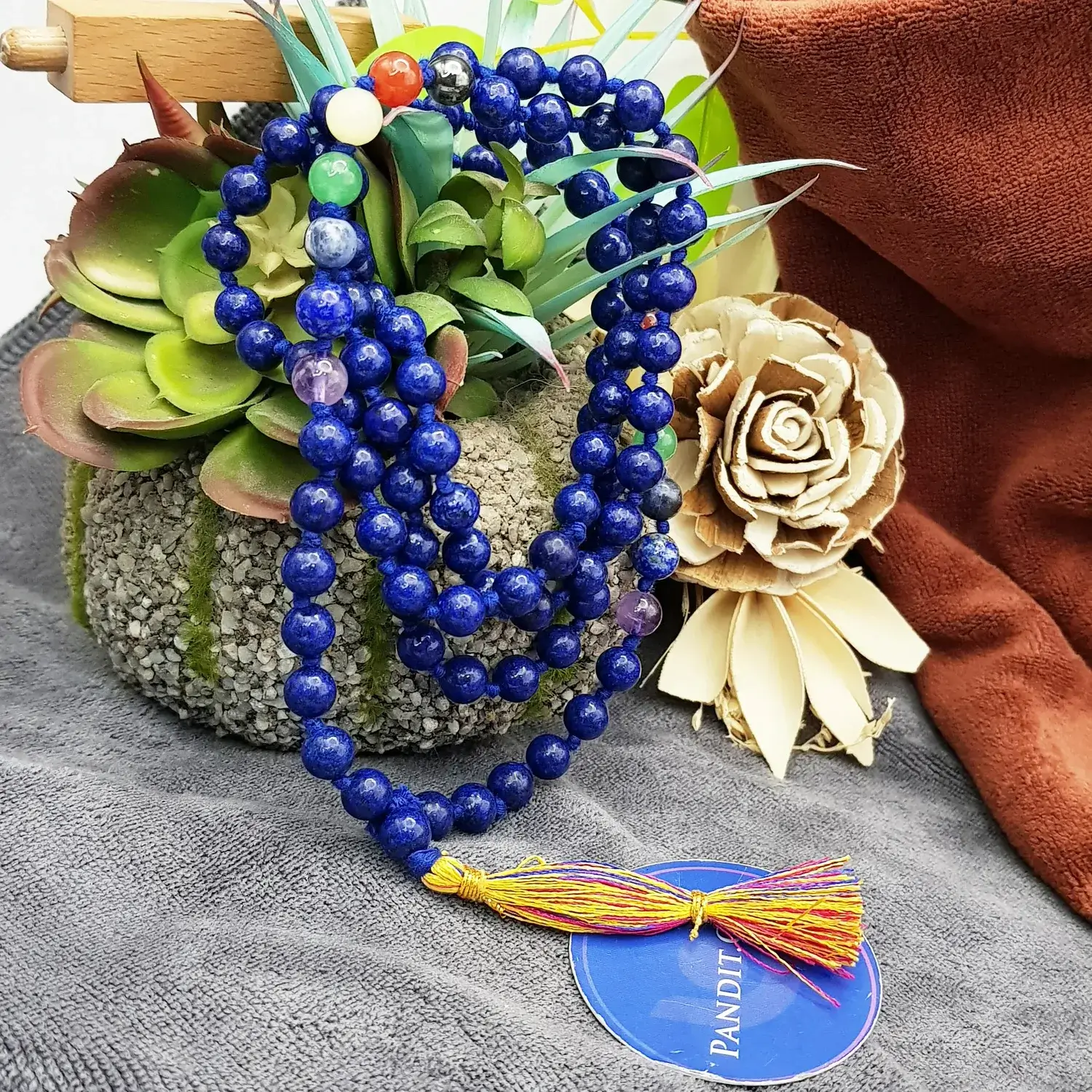 Lapis Lazuli 7 Chakra Mala - To Remove Struggle & Give Luxury - Image 2