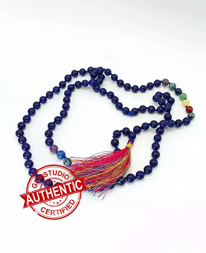 Lapis Lazuli 7 Chakra Mala - To Remove Struggle & Give Luxury - Image 7