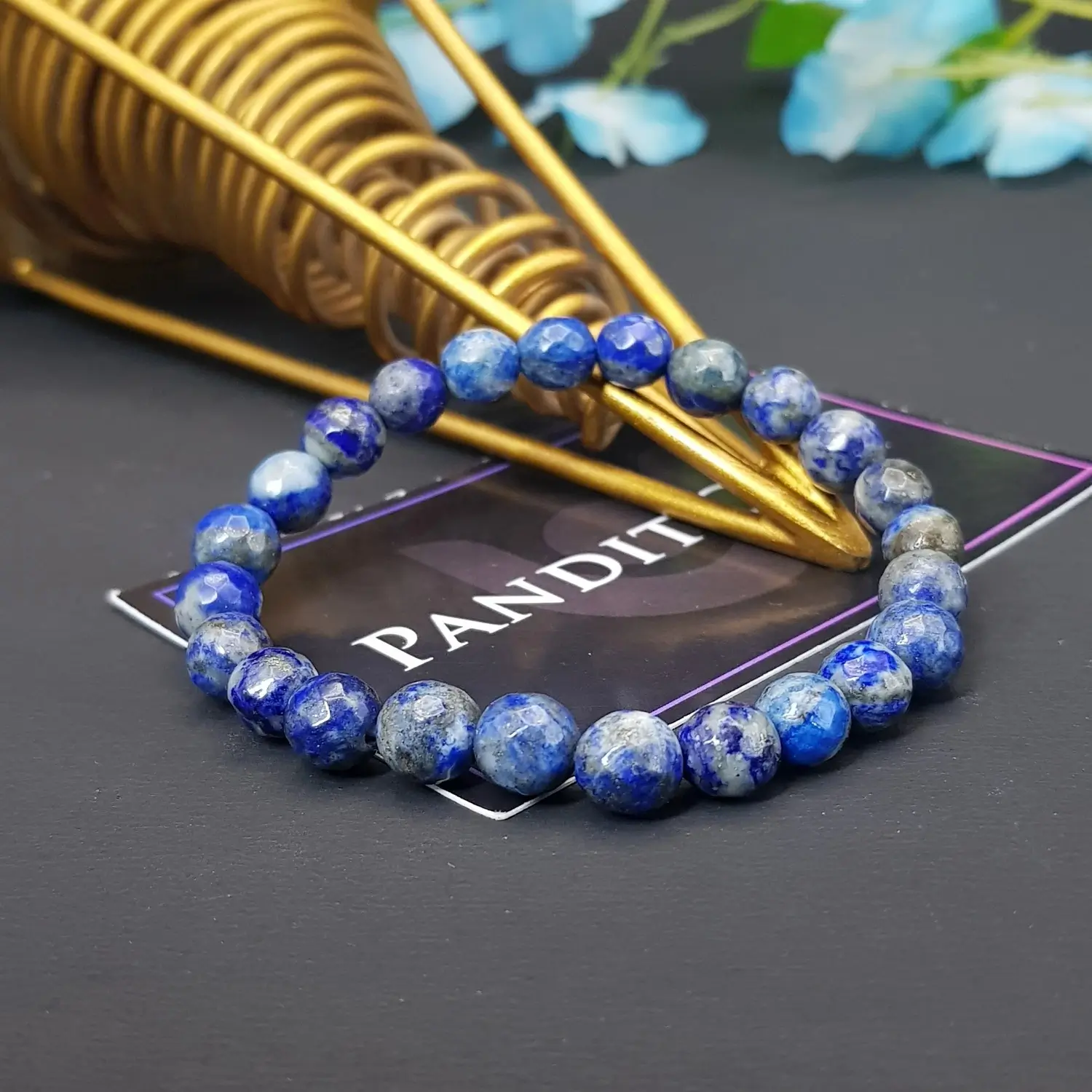 Lapis Lazuli Diamond Cut Bracelet - To Gain Positive Fame - Image 2