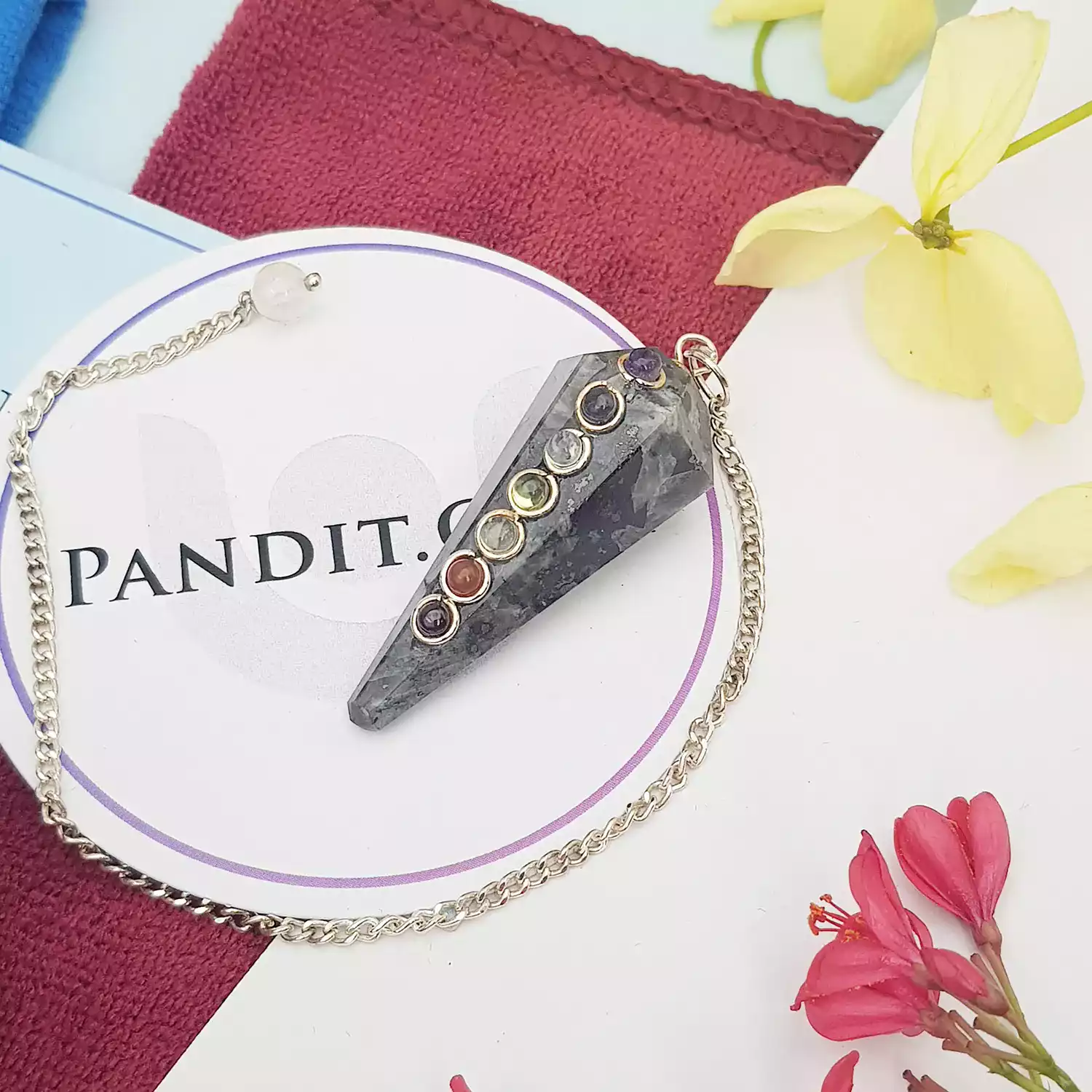 Larvikite 7 Chakra Dowsing Pendulum - For Divine Protection - Image 2