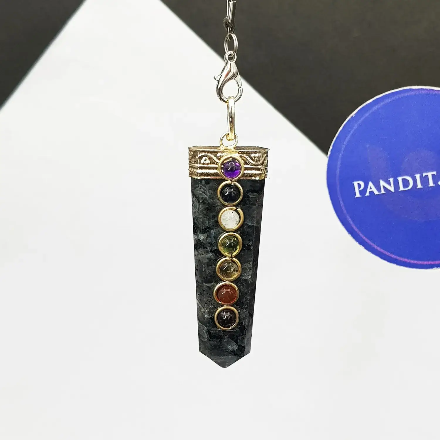 Larvikite 7 Chakra Pencil Pendant - Image 3