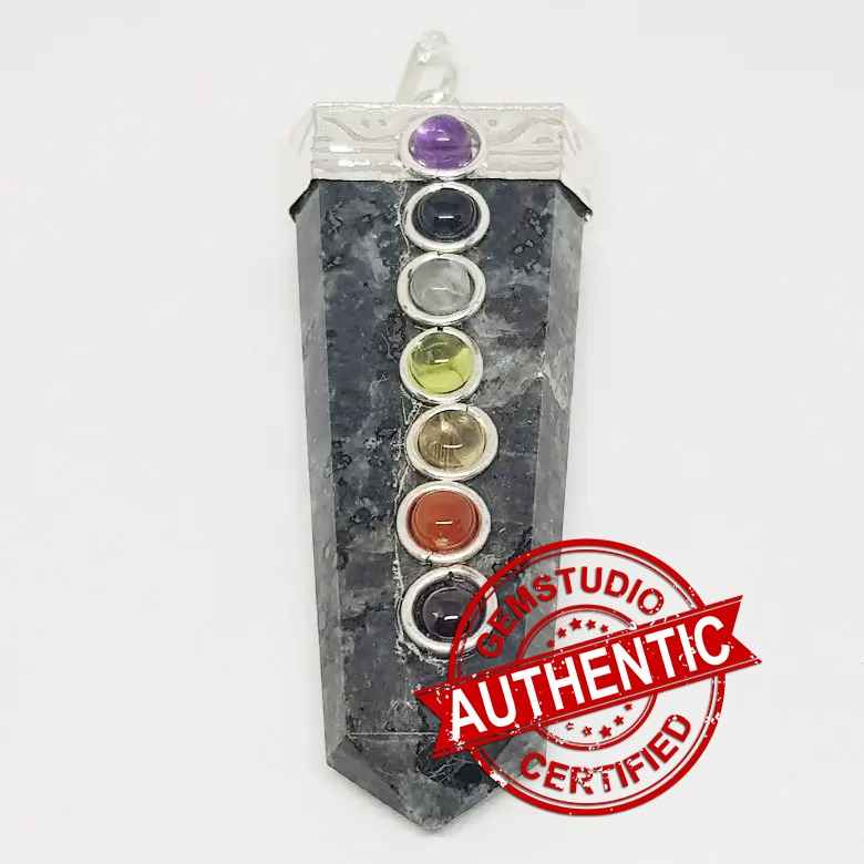 Larvikite 7 Chakra Pencil Pendant - Image 6