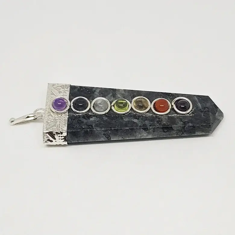 Larvikite 7 Chakra Pencil Pendant - Image 7