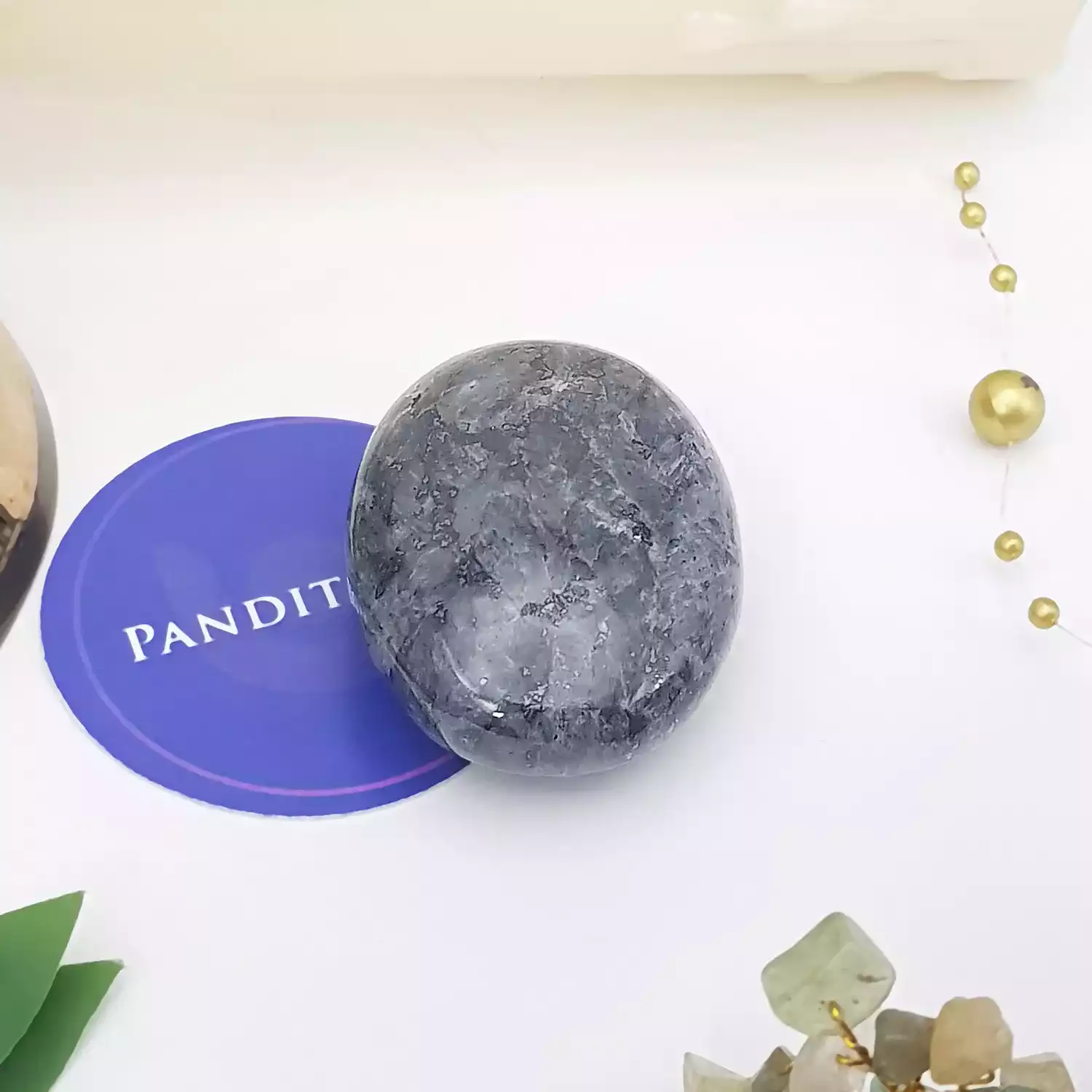 Larvikite Healing Crystal Palm Stone - Image 3