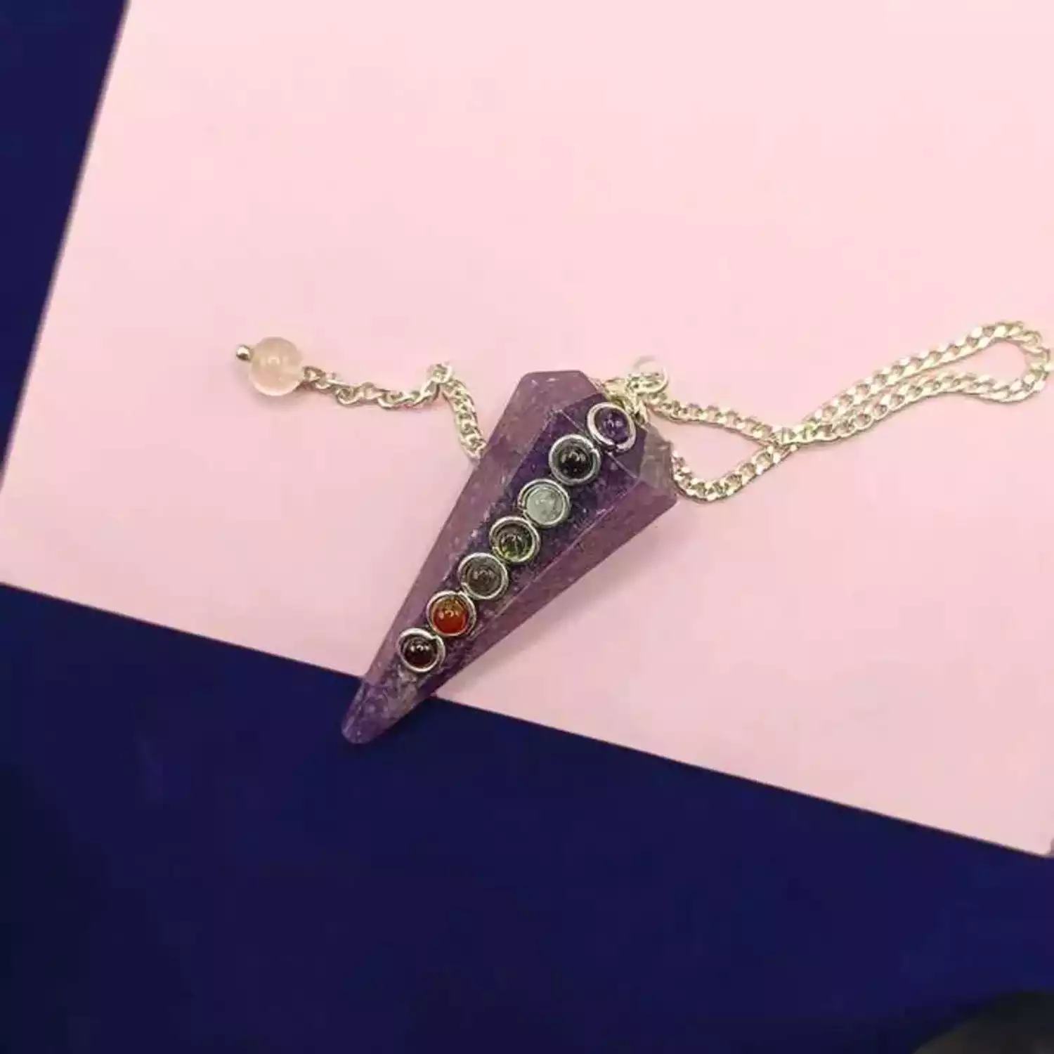 Lepidolite 7 Chakra Dowsing Pendulum - To Reduce Stress - Image 4