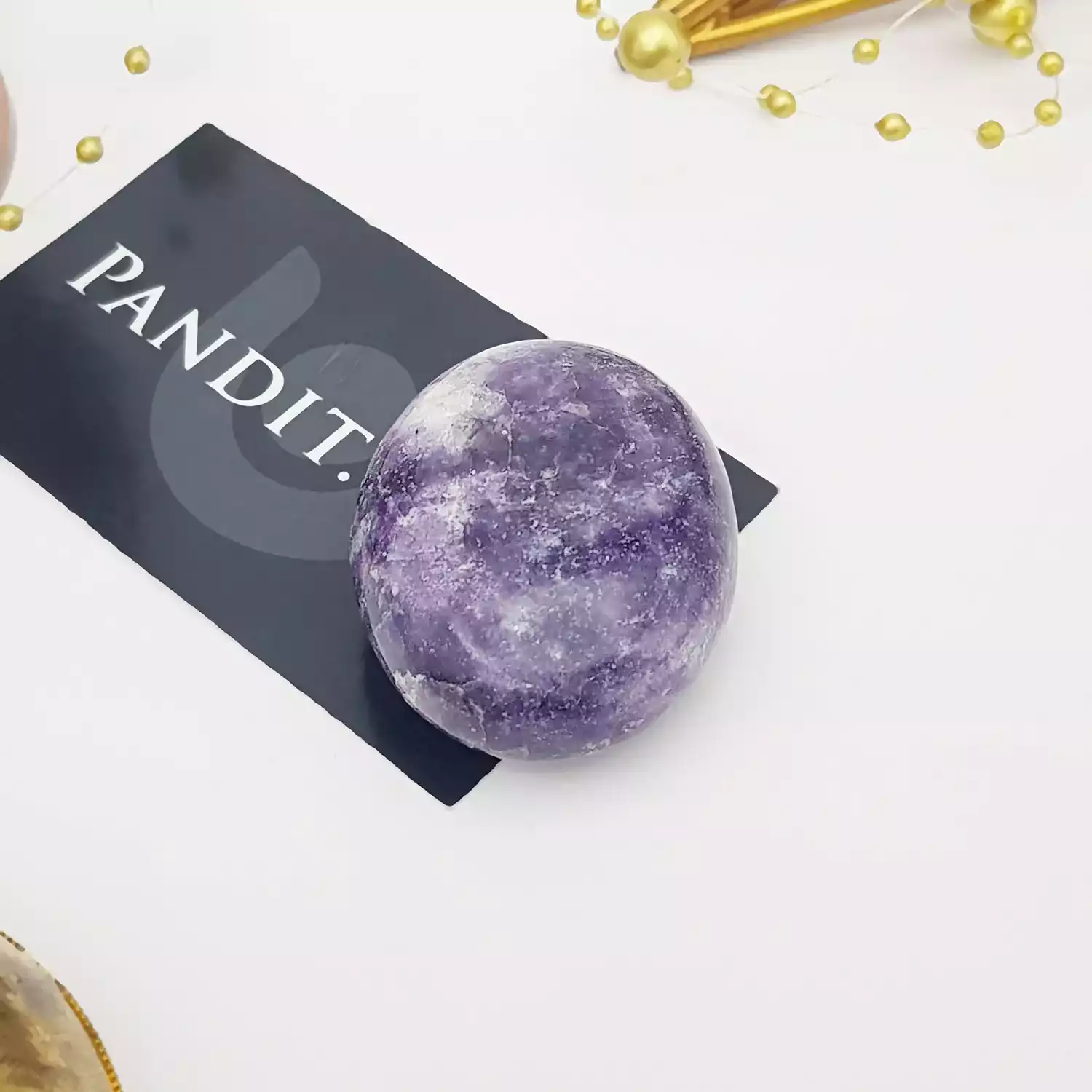 Lepidolite Healing Crystal Palm Stone - Image 3