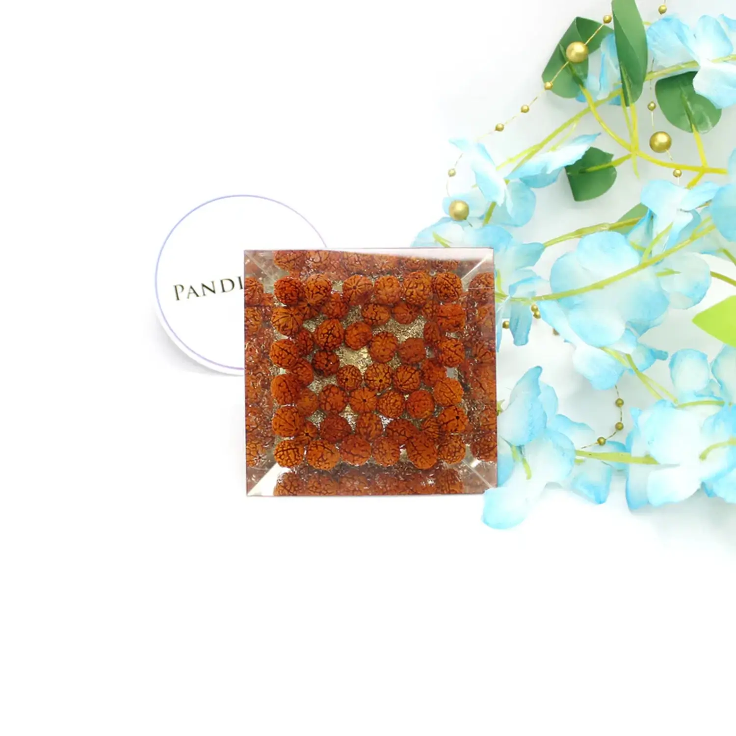 Mahamrityunjaya Pyramid Yantra with 5 Mukhi Rudraksha Beads - Image 3