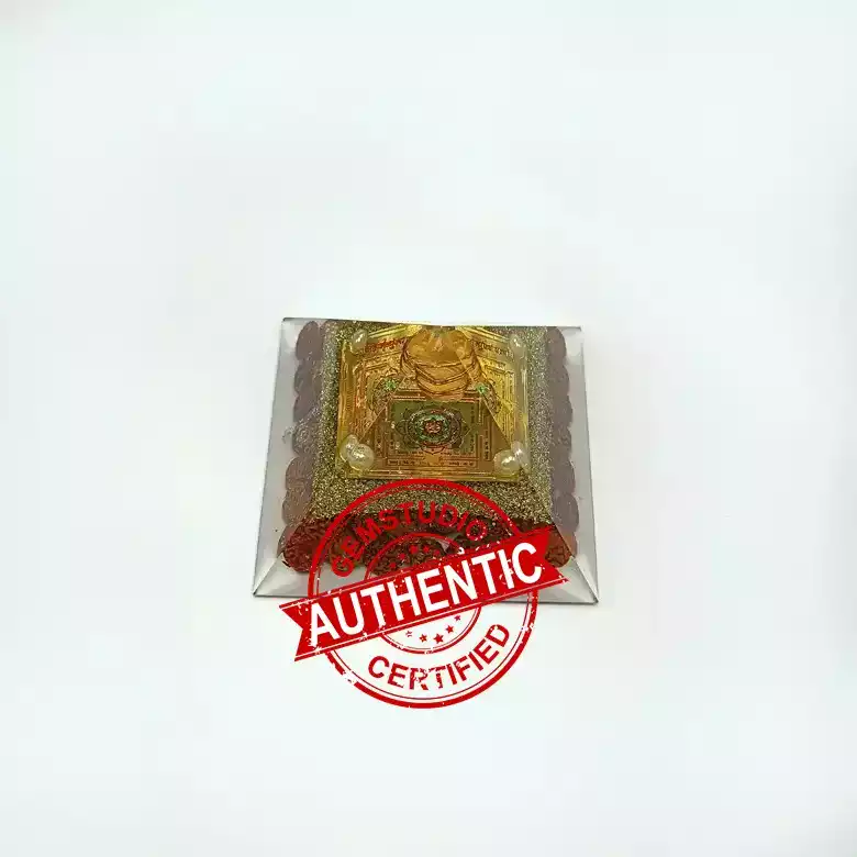 Mahamrityunjaya Pyramid Yantra with 5 Mukhi Rudraksha Beads - Image 6