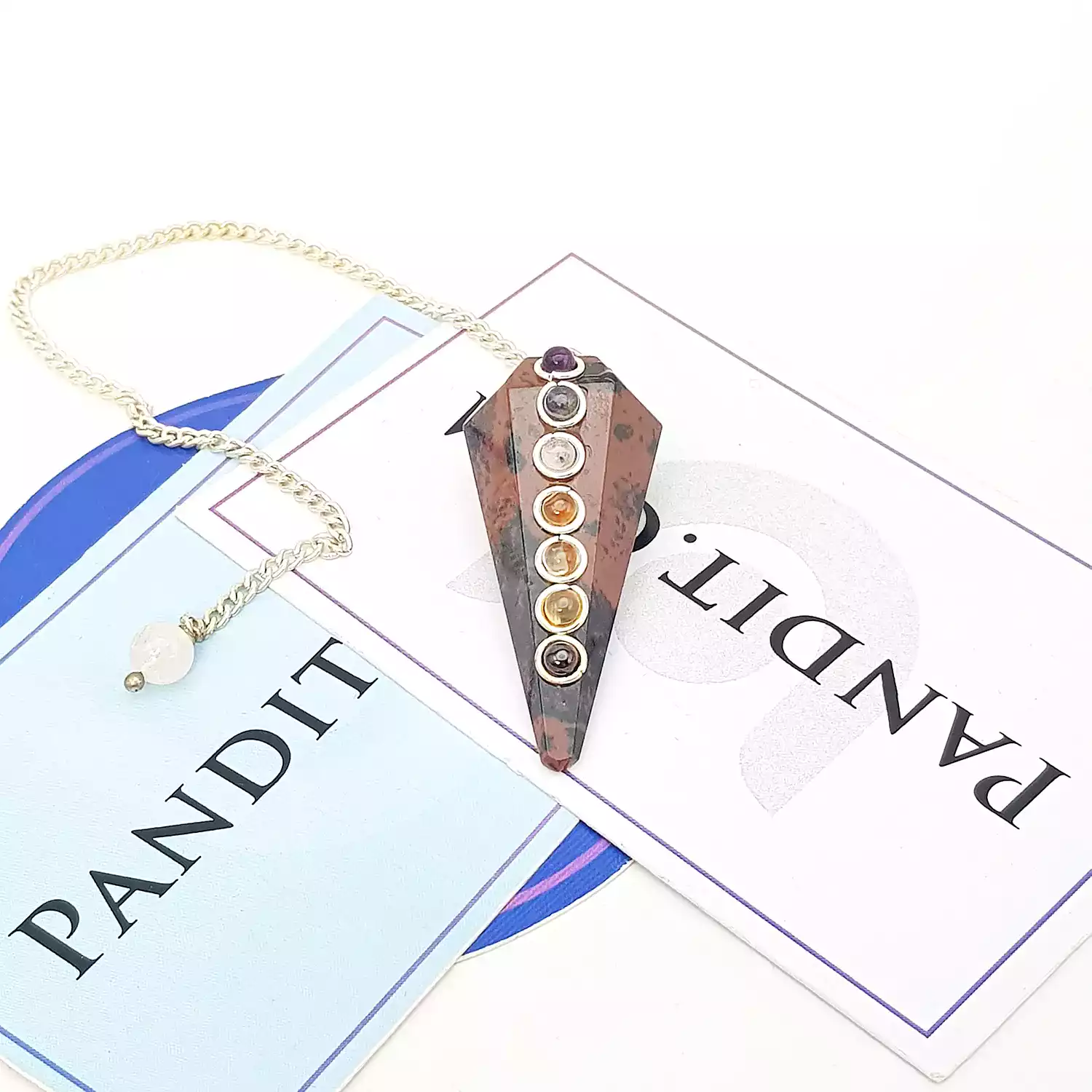 Mahogany Obsidian 7 Chakra Dowsing Pendulum - For Protection - Image 3