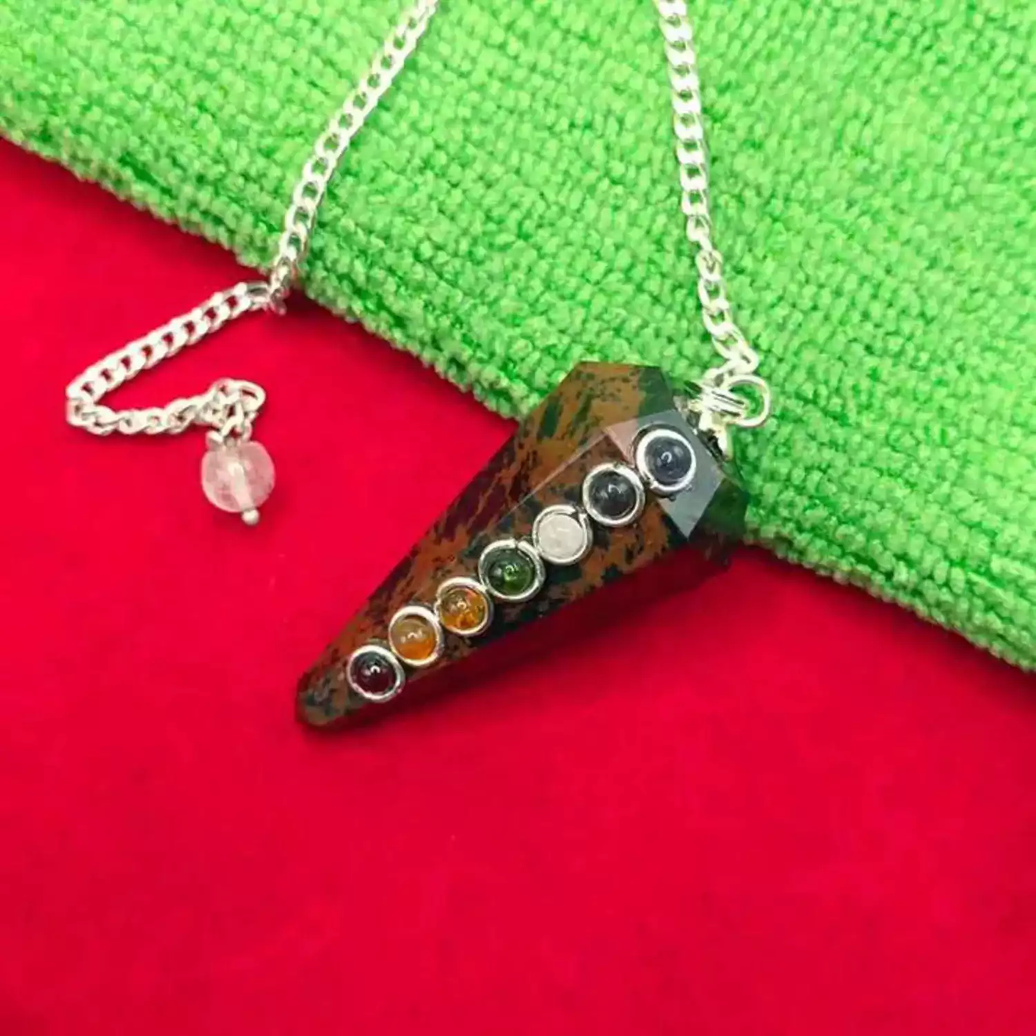 Mahogany Obsidian 7 Chakra Dowsing Pendulum - For Protection - Image 4