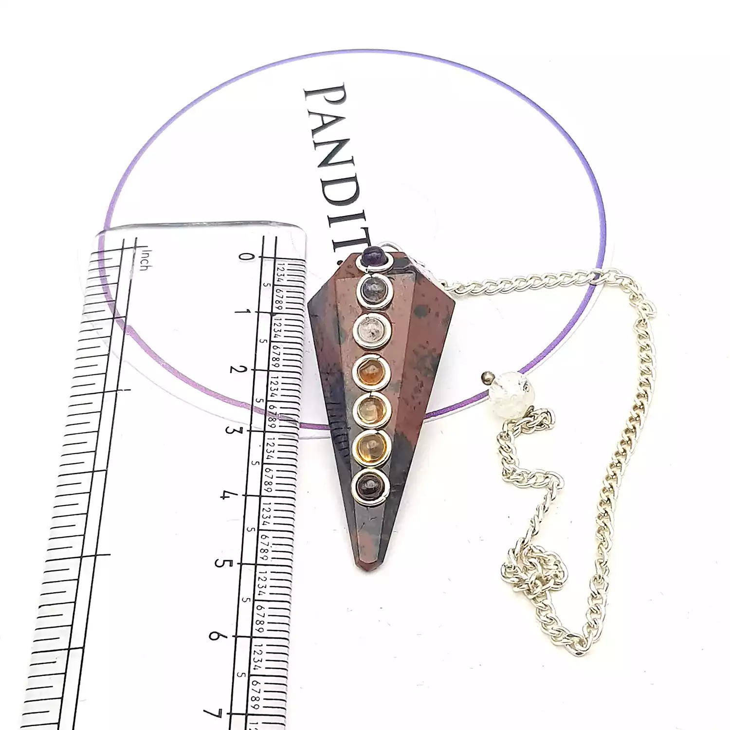 Mahogany Obsidian 7 Chakra Dowsing Pendulum - For Protection - Image 5
