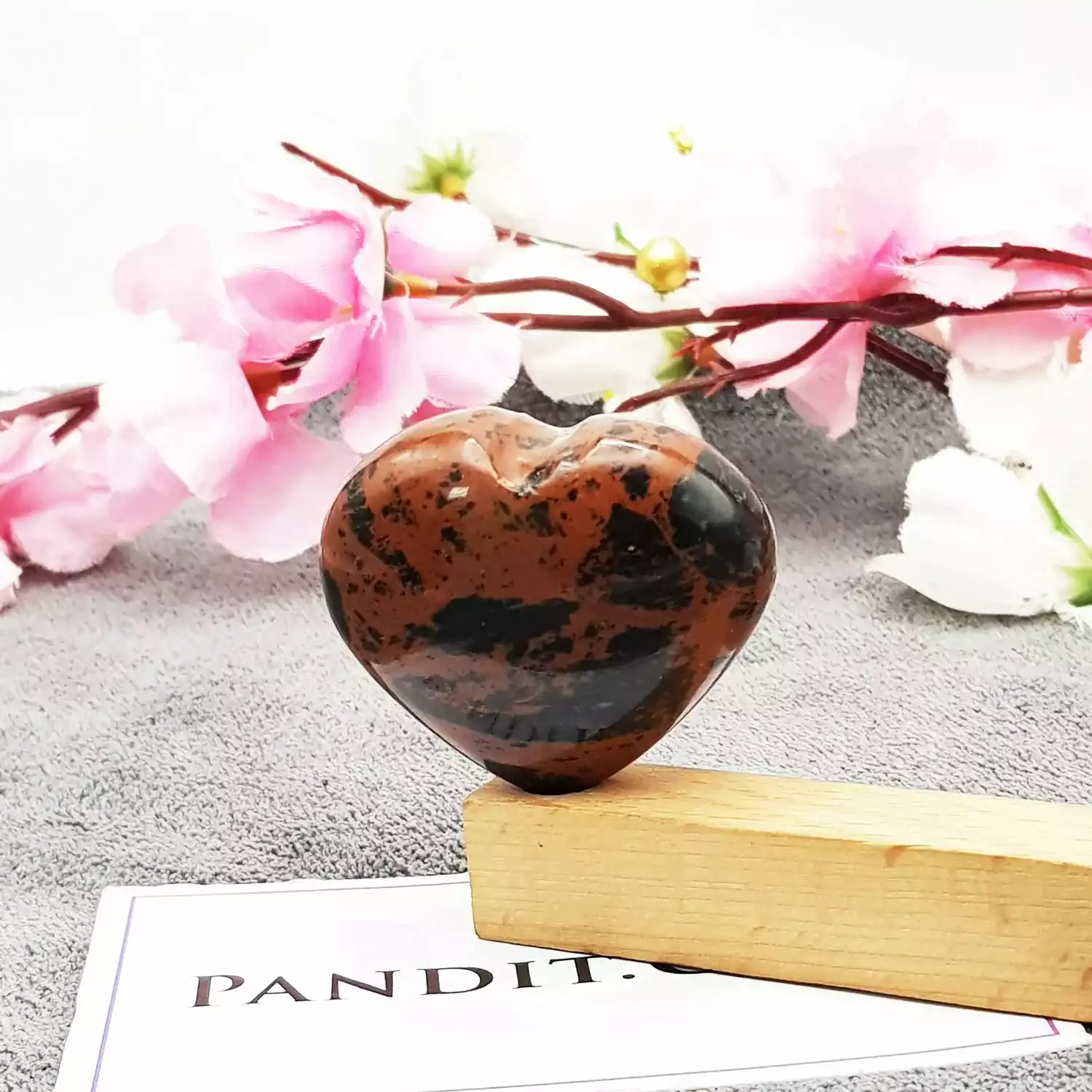 Mahogany Obsidian Healing Crystal Heart Stone - For Protection - Image 2