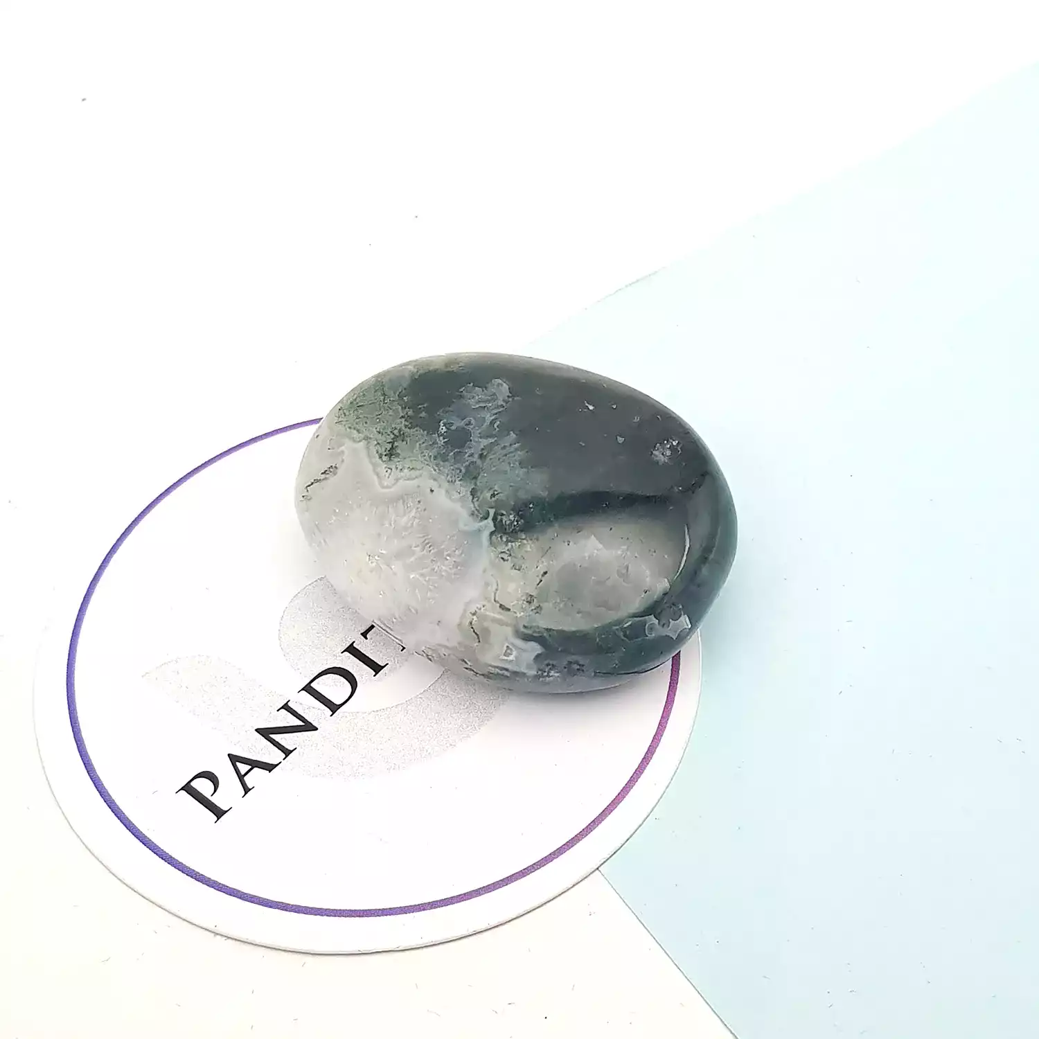 Moss Agate Healing Crystal Palm Stone - Image 4
