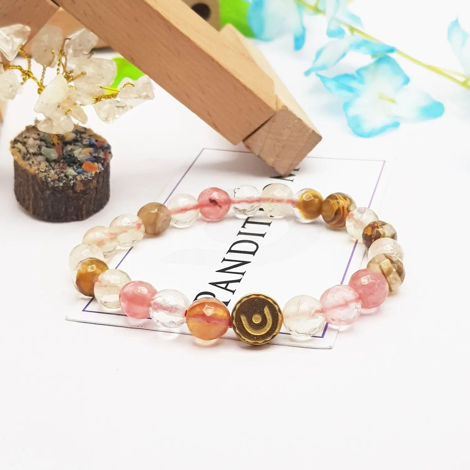 Multi Cherry Quartz Diamond Cut Bracelet - For Luxurious Life - Image 2