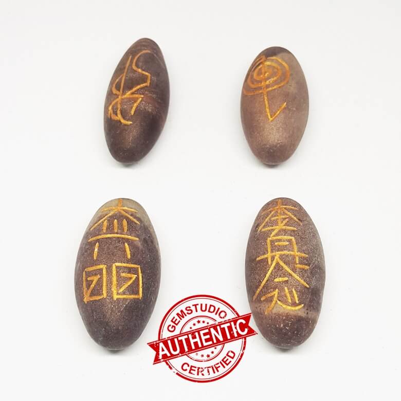 Narmada Lingam Reiki Symbol Healing Stones Set - For Prosperity - Image 3