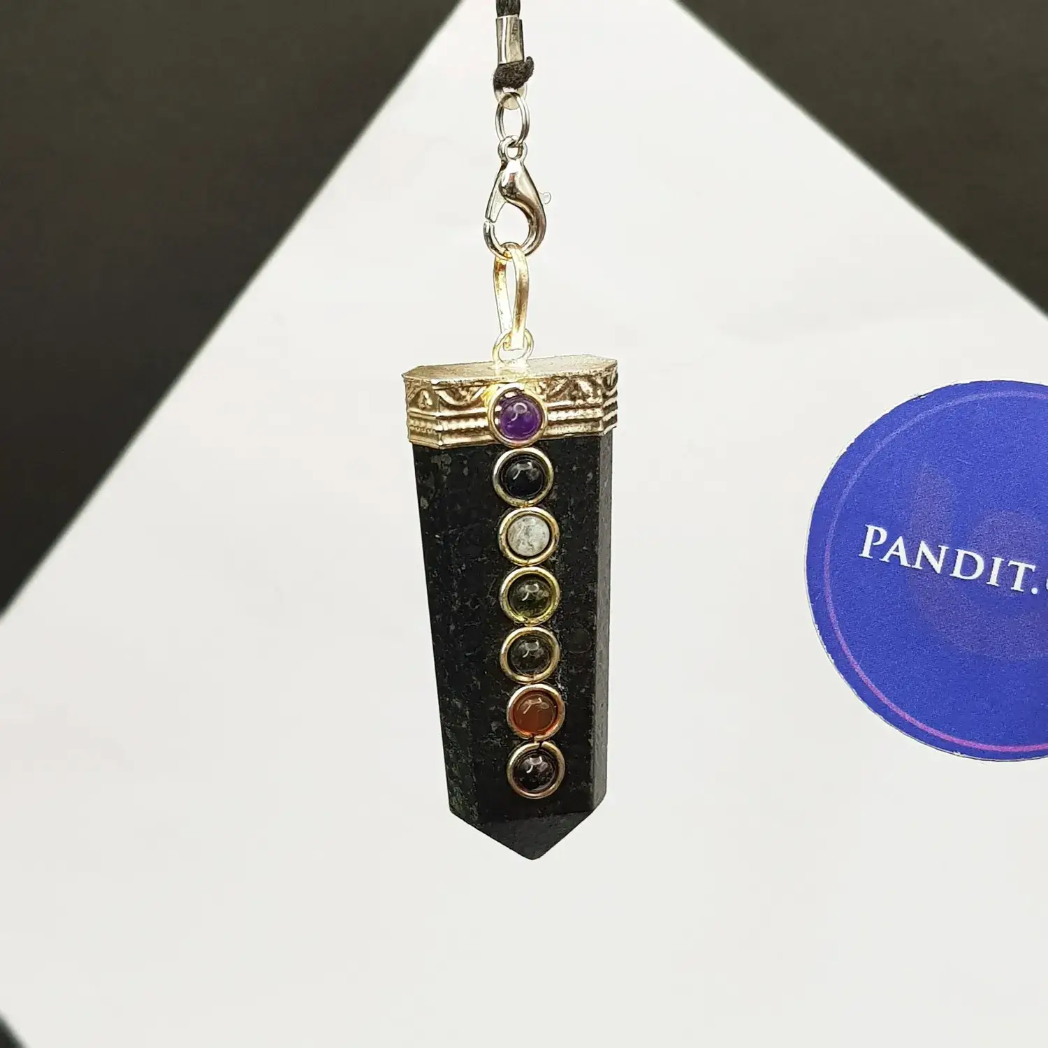 Nuummite 7 Chakra Pencil Pendant - Image 3