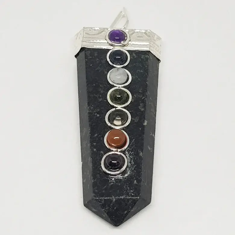 Nuummite 7 Chakra Pencil Pendant - Image 4