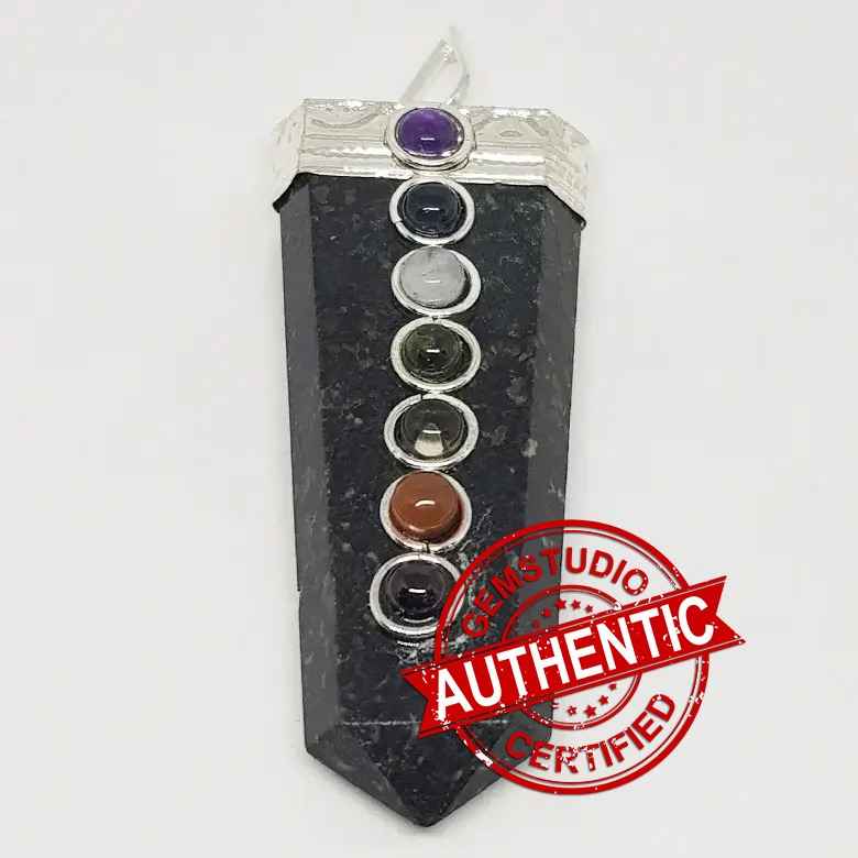 Nuummite 7 Chakra Pencil Pendant - Image 5